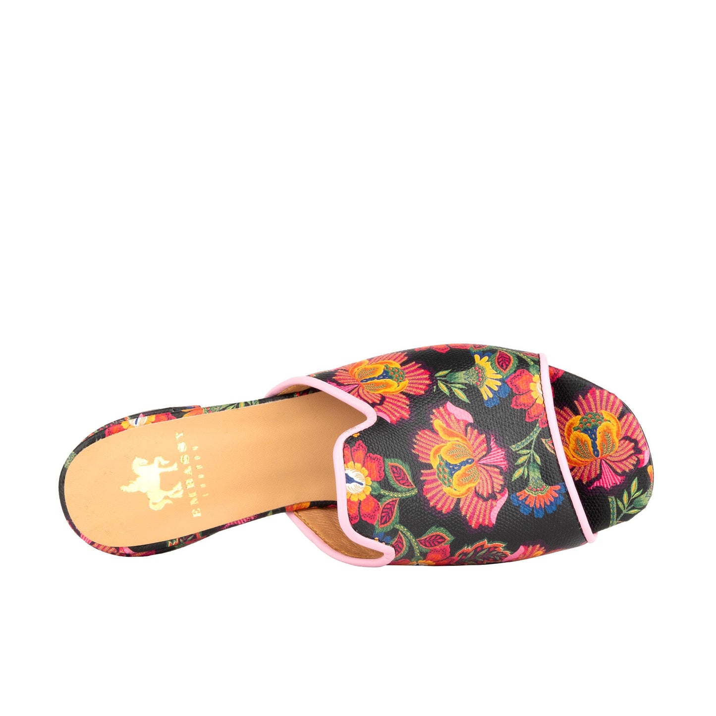 South Beach - Black & Red Flowers Womens Sandals Embassy London 