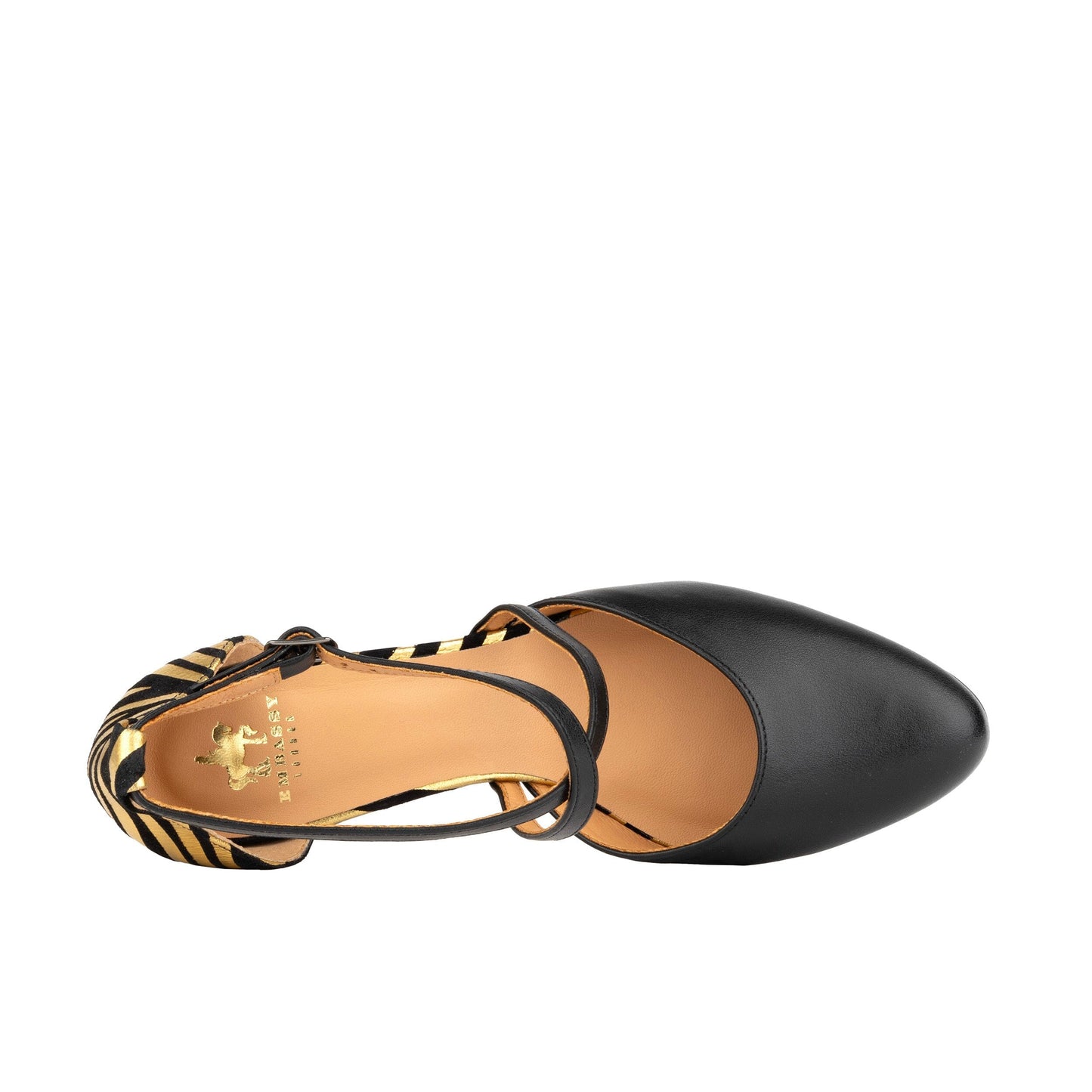 Dannii - Black & Gold Stripes Womens Heels Embassy London 