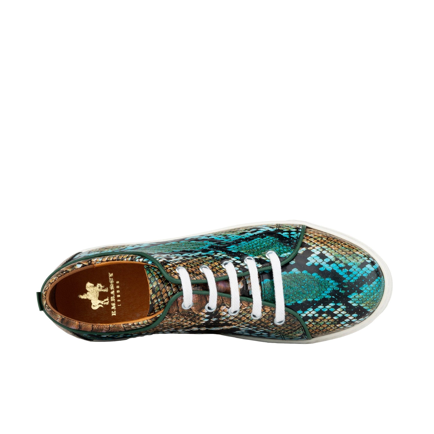 Camila - Green & Brown Snake Pattern Womens Trainers Embassy London 