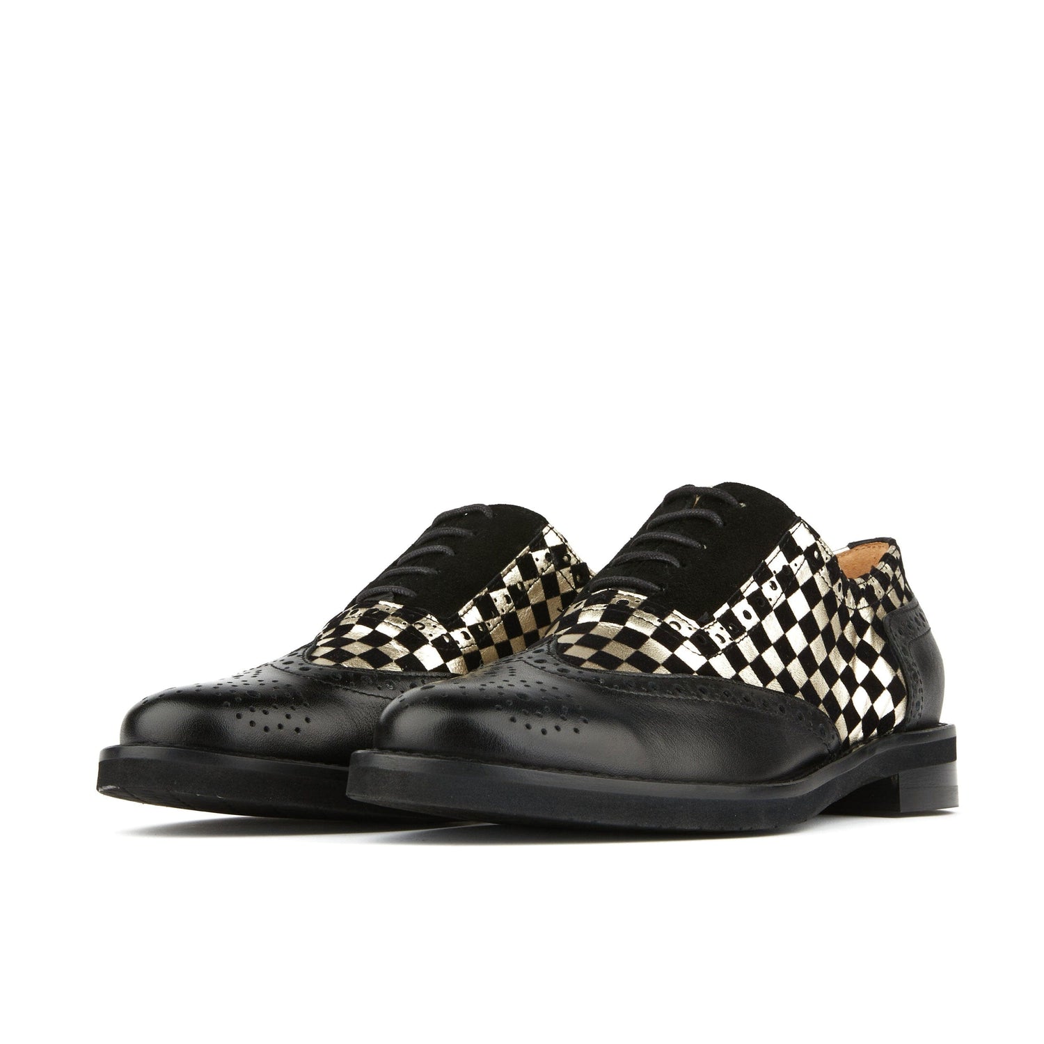 Vivienne - Black & White Check Womens Shoes Embassy London 