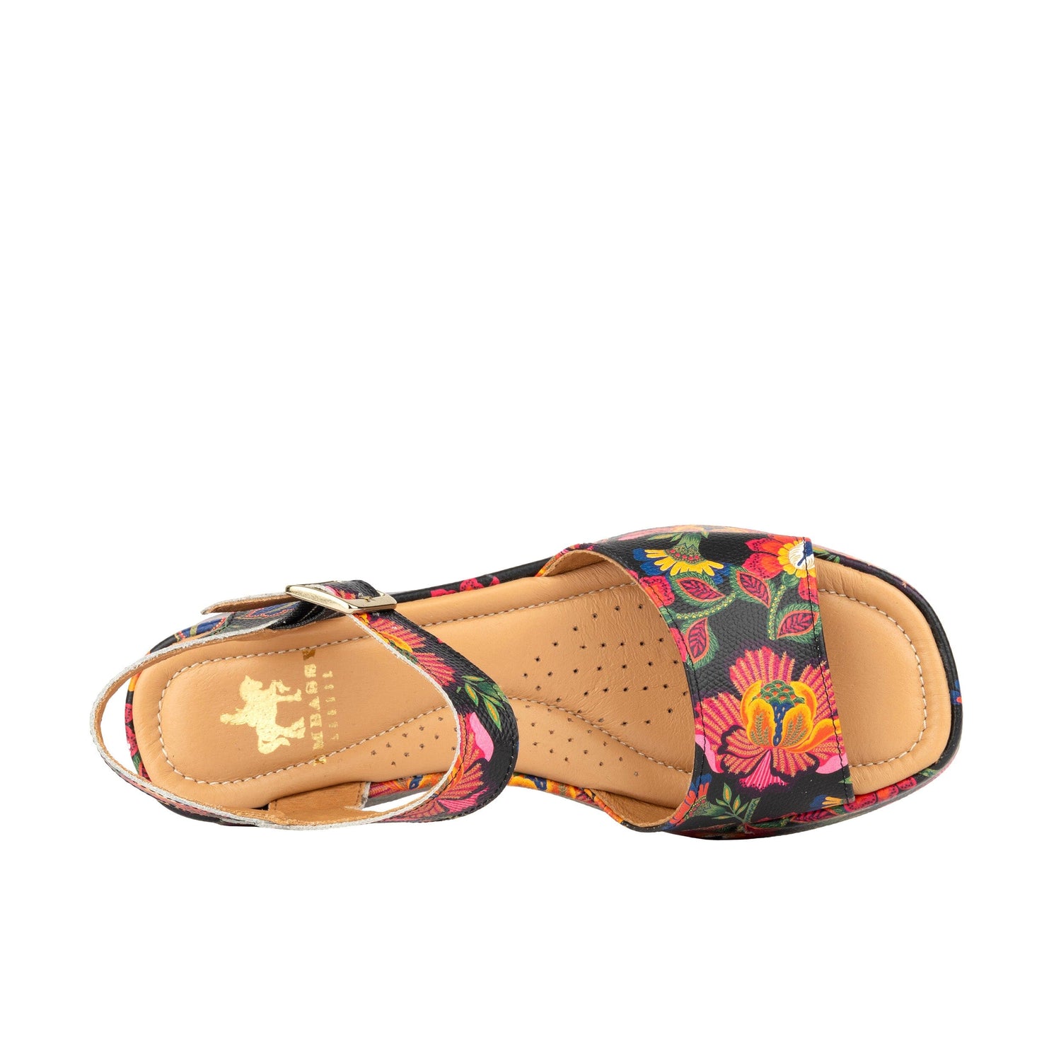 Palm Rise - Black & Red Flowers Womens Sandals Embassy London 