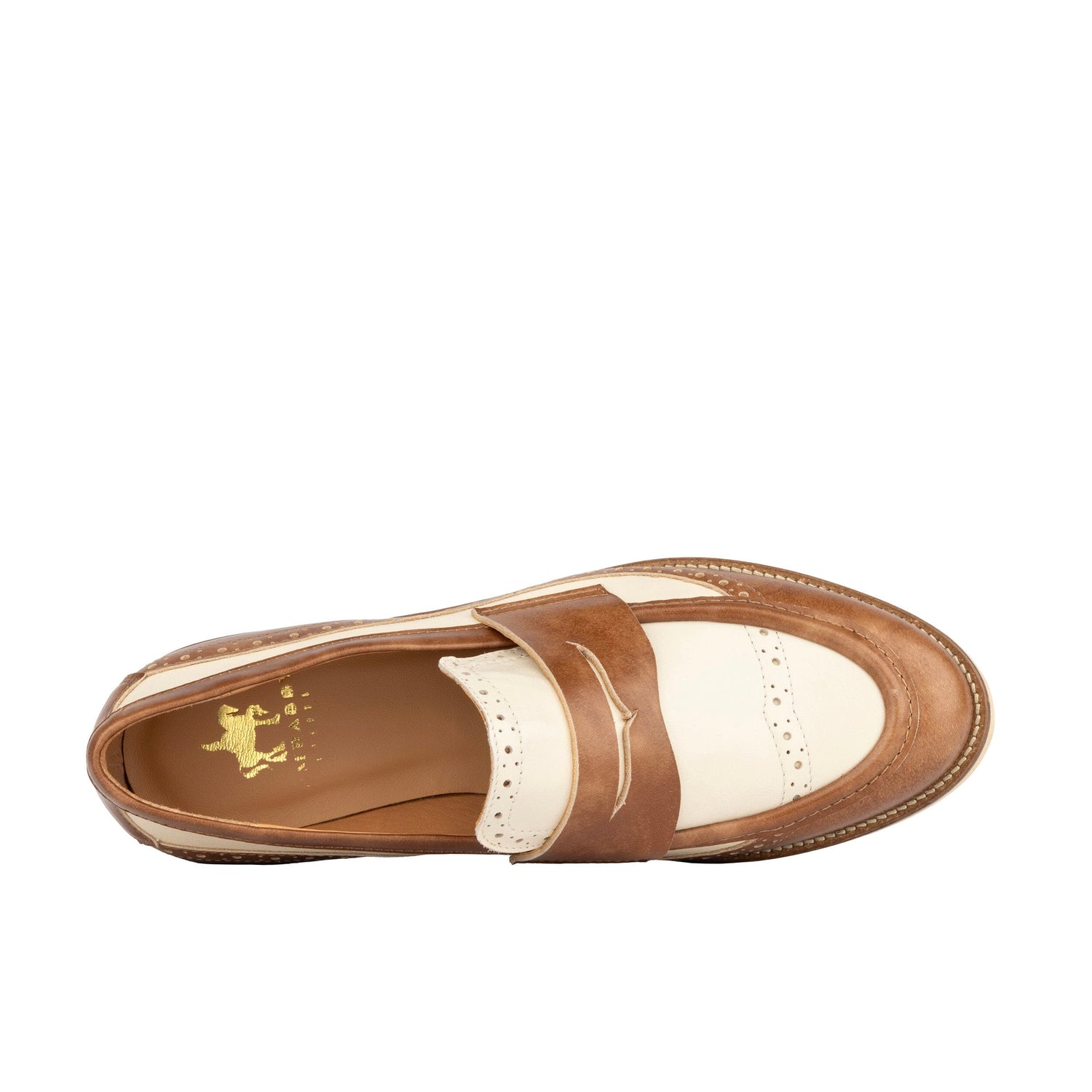 Angelina - Tan & Off White Womens Loafers Embassy London 