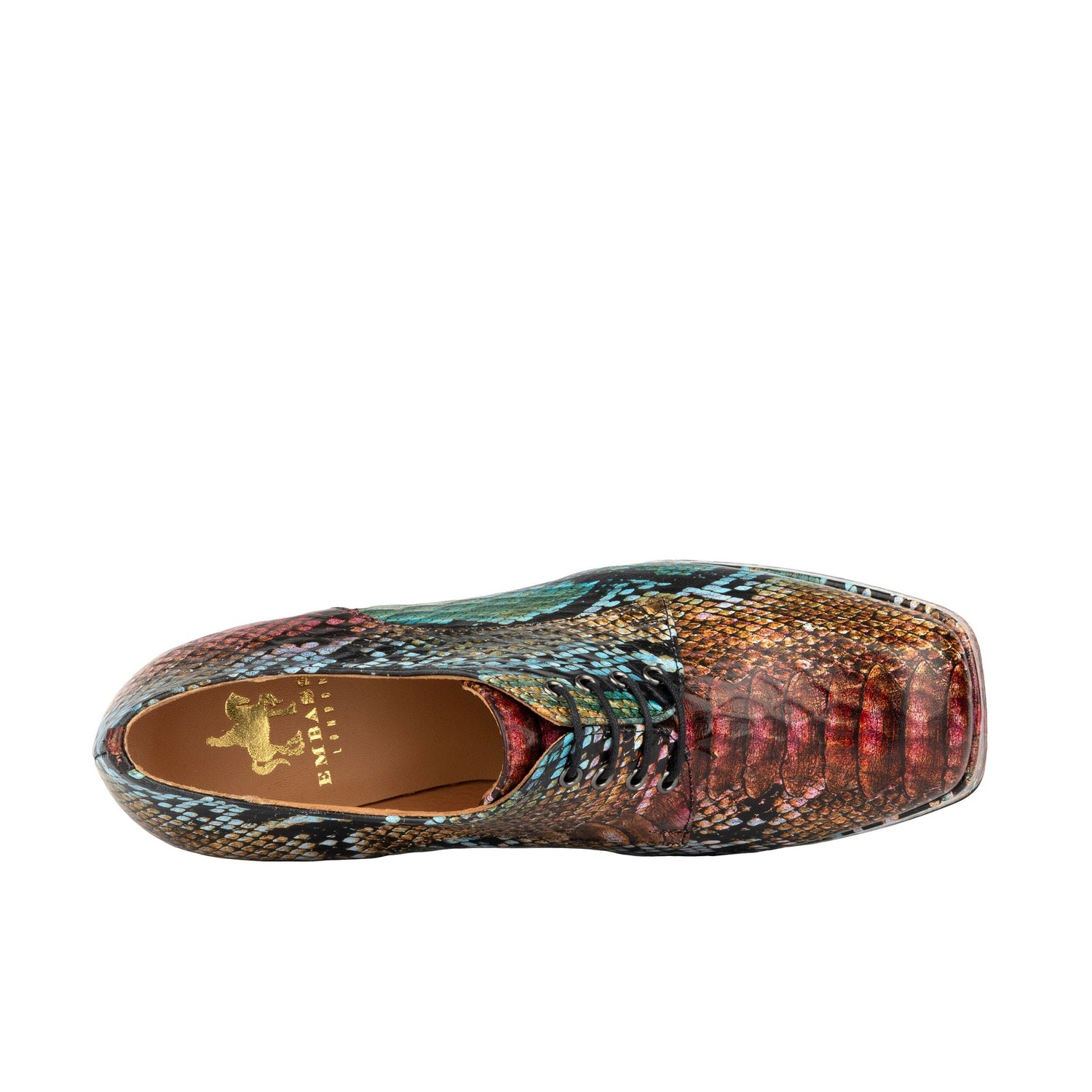 Roulette Platform - Green & Brown Snake Pattern Womens Heels Embassy London 