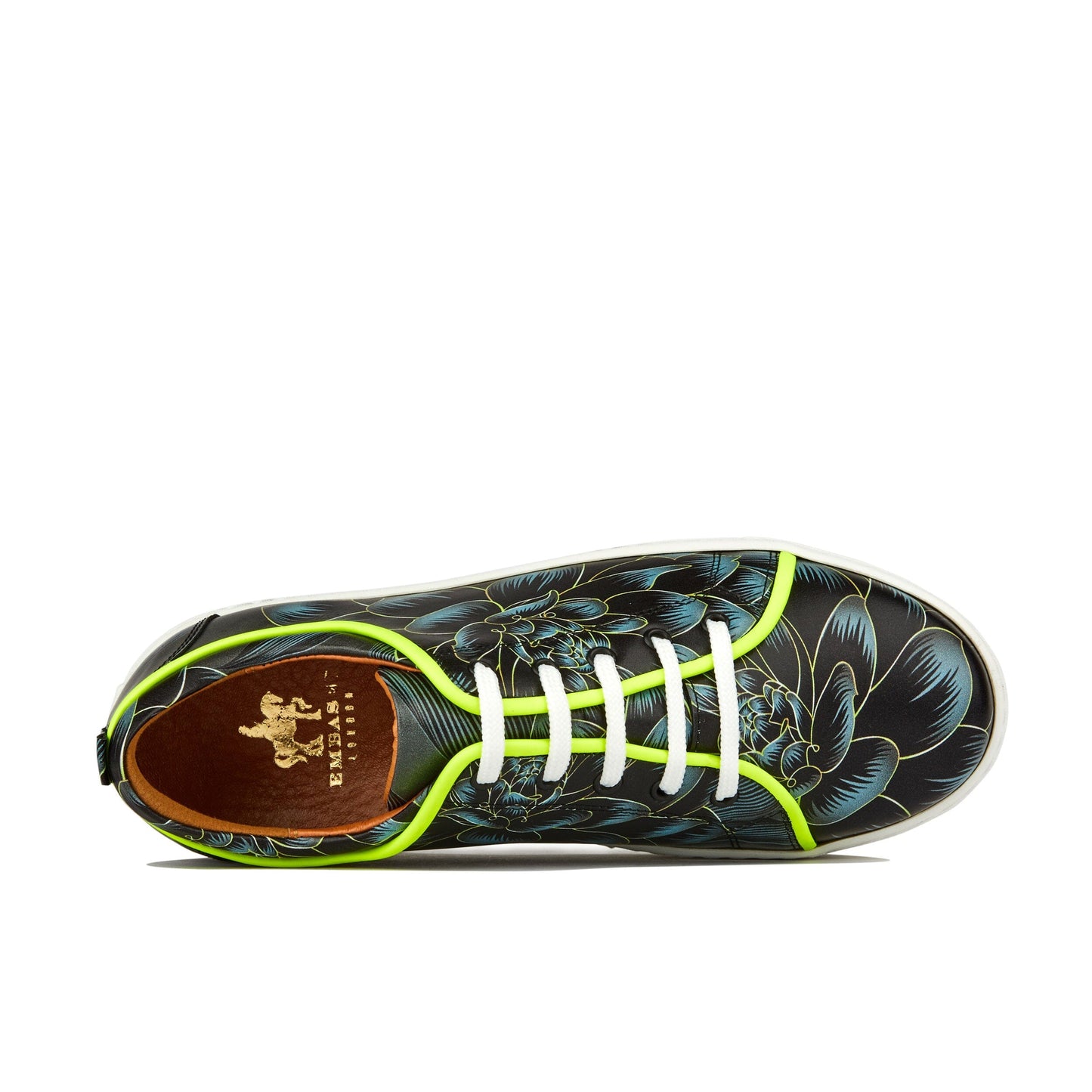 Camila - Black Grey Flower & Yellow Fluro Womens Trainers Embassy London 