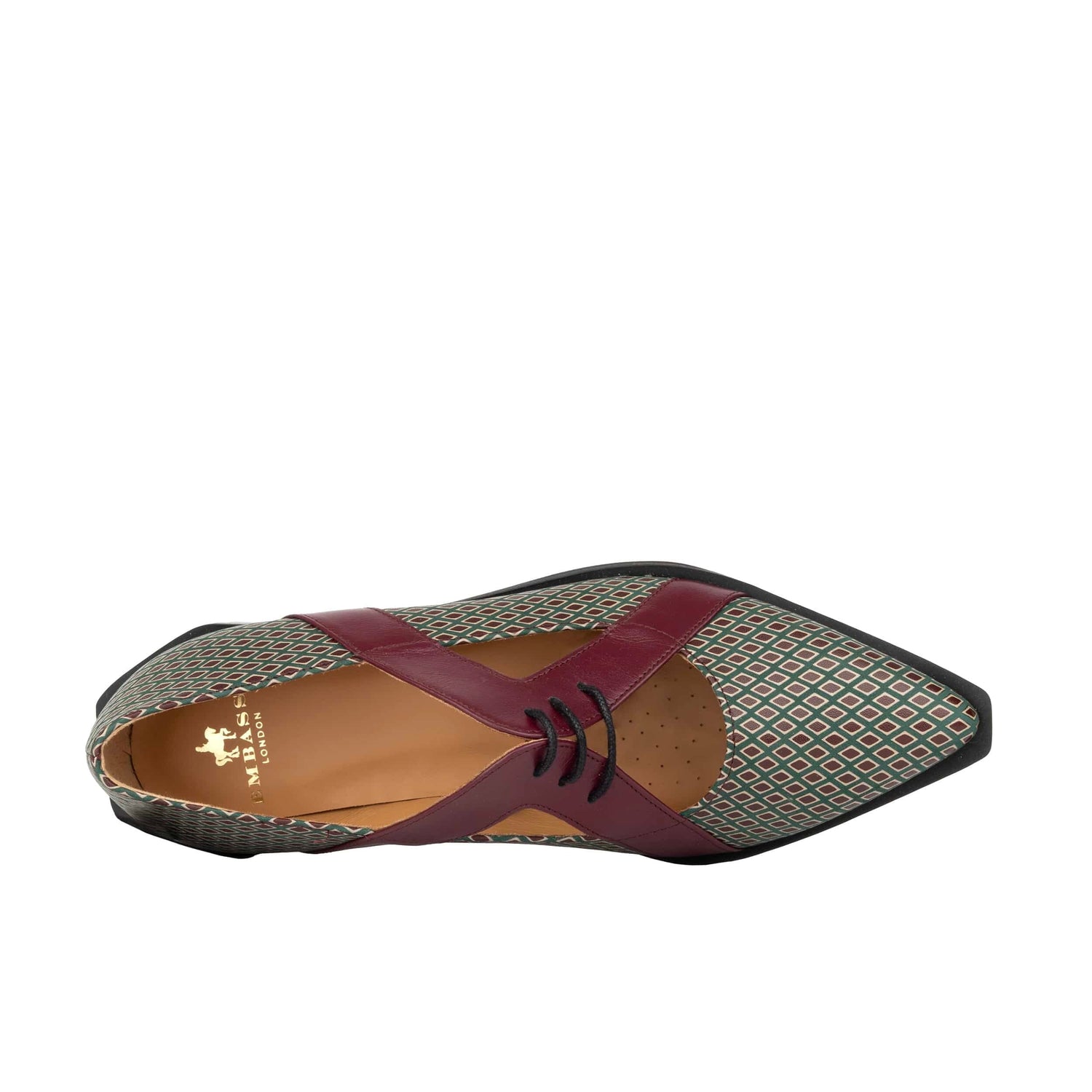Harlowe - Burgundy & Green Diamond Womens Shoes Embassy London 