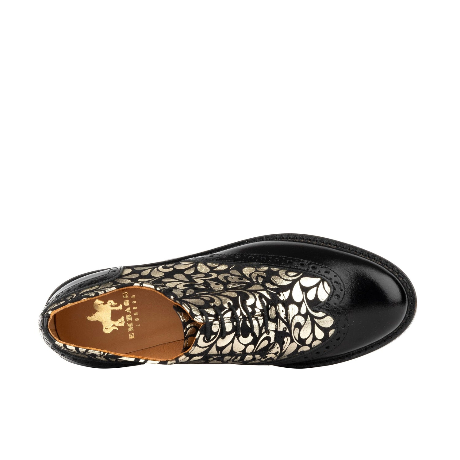 Vivienne - Black & Gold Womens Shoes Embassy London 