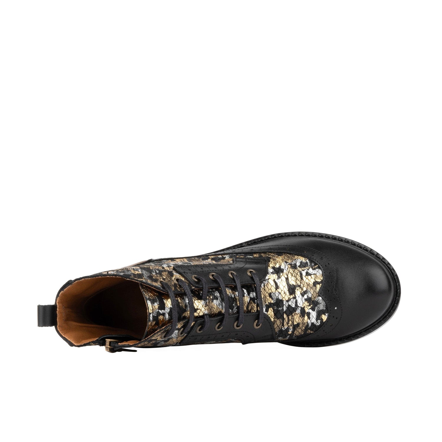 Milliner - Black & Gold Floral Womens Ankle Boots Embassy London 