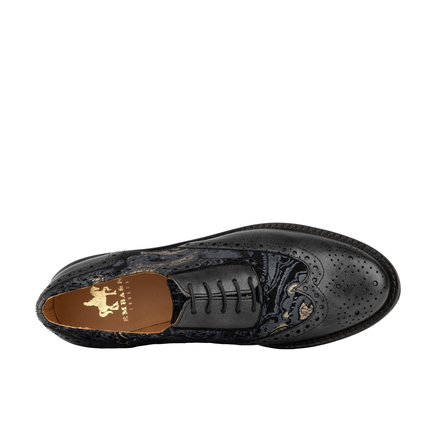 Vivienne - Black & Grey & Gold Womens Shoes Embassy London 