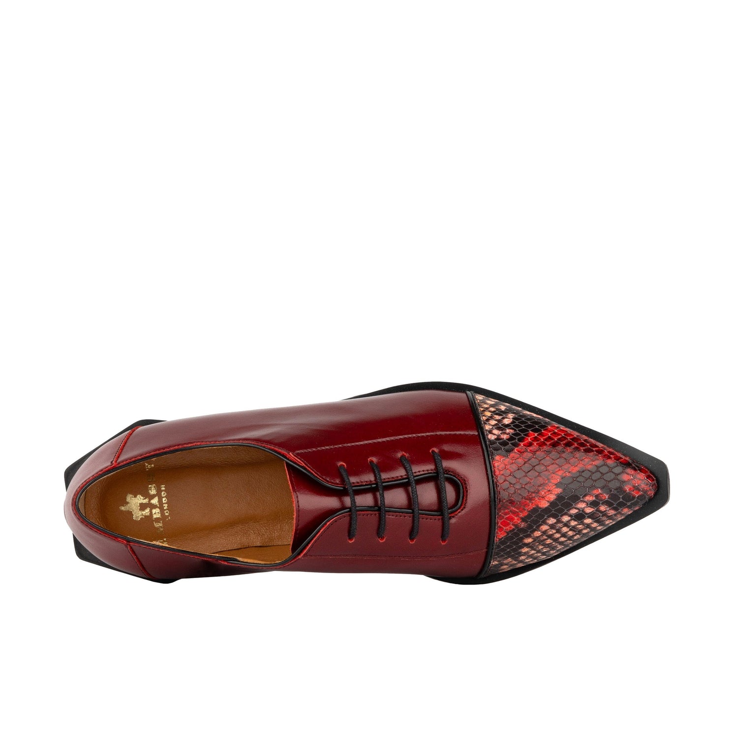 Sloan - Red - Women's Leather Oxford with Snakeskin toe Womens Shoes Embassy London 