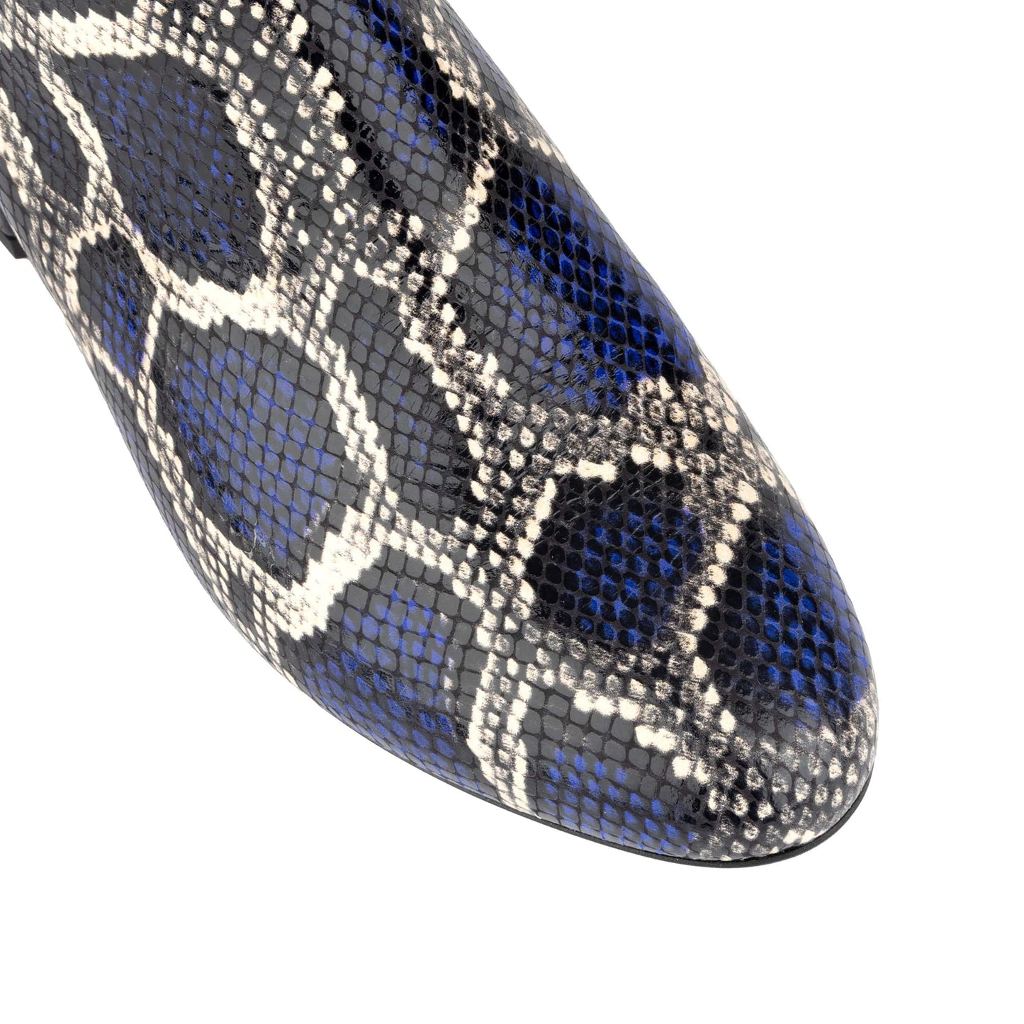 Iris - Blue Snake - Women's leather ankle boot with soft insoles Womens Ankle Boots Embassy London 