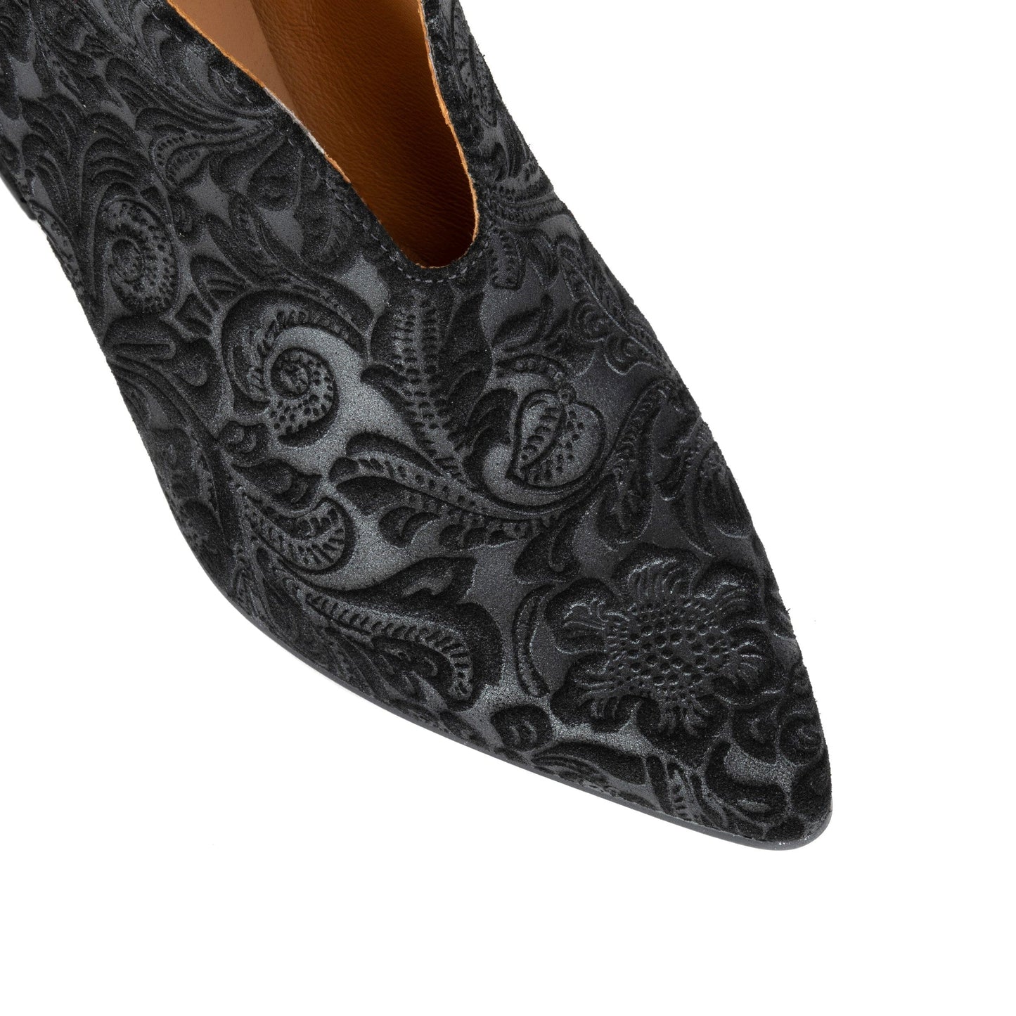 Charlotte - Black Floral Emboss Womens Heels Embassy London 