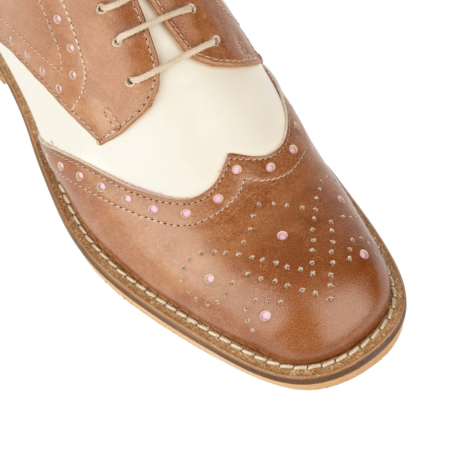 Women’s Oxford Shoes Tan Off White Embassy London Eton UK 7 / EU 40 / US 9