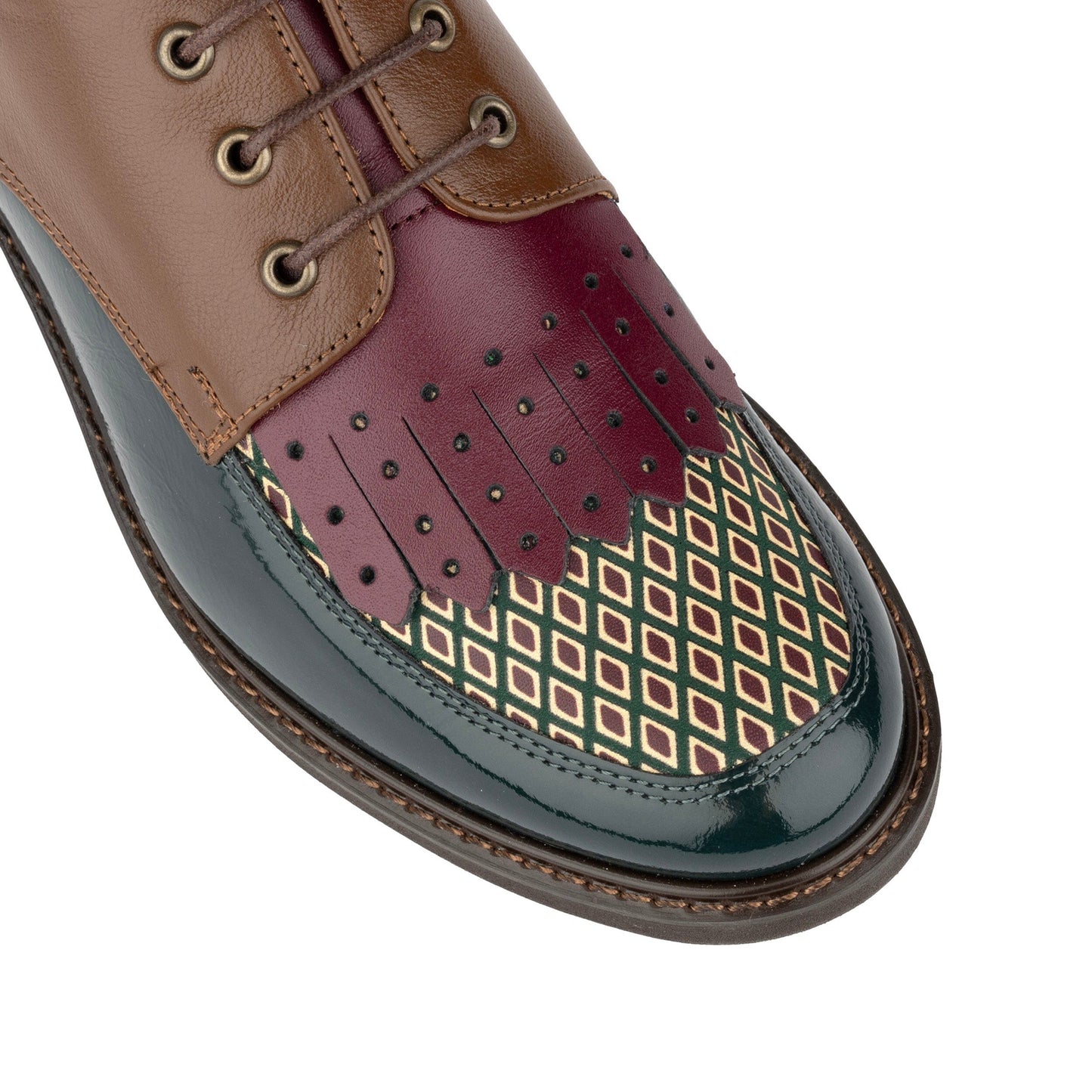 Retro Tone - Green & Brown & Purple Womens Heels Embassy London 