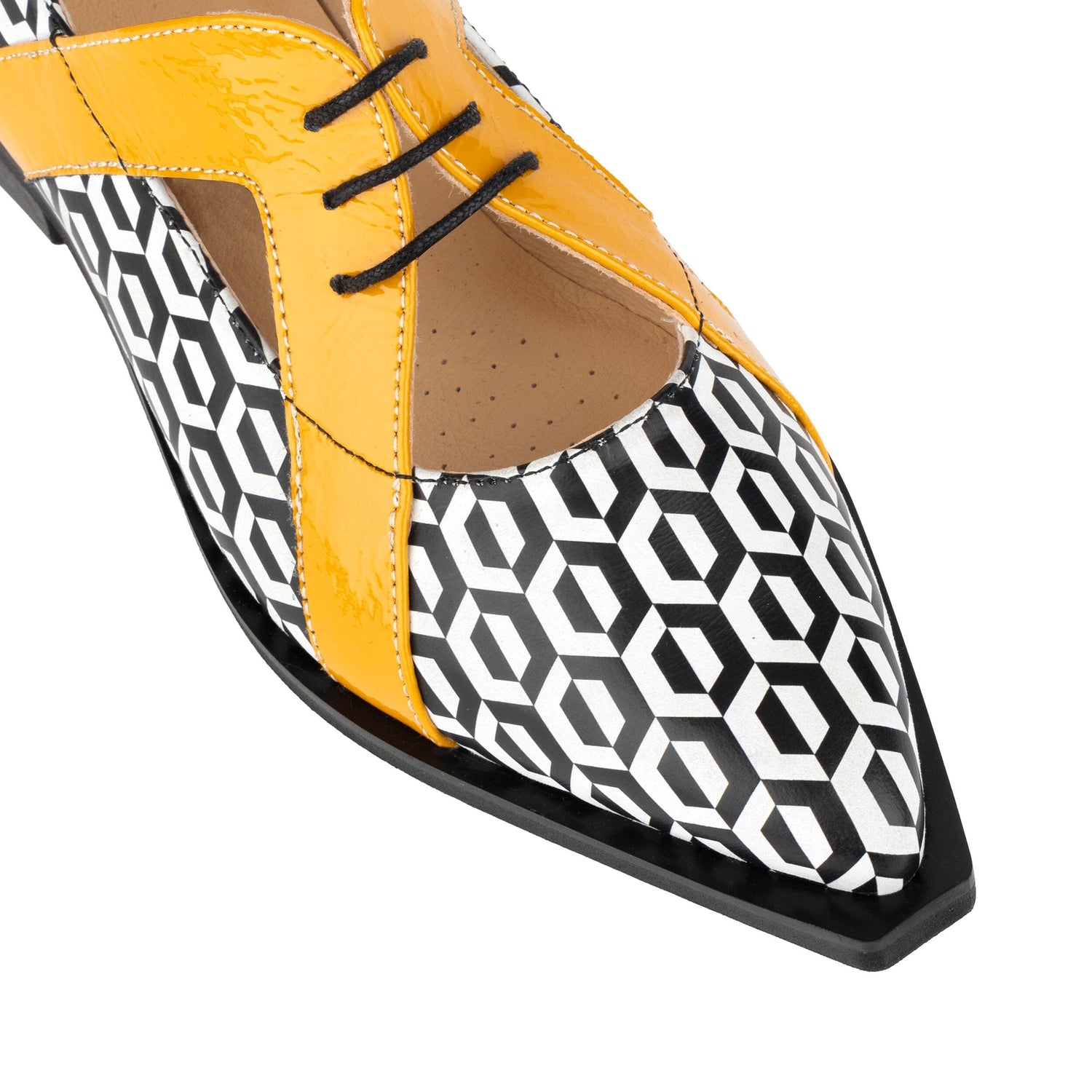 Harlowe - Black & White Hexa & Yellow Womens Shoes Embassy London 