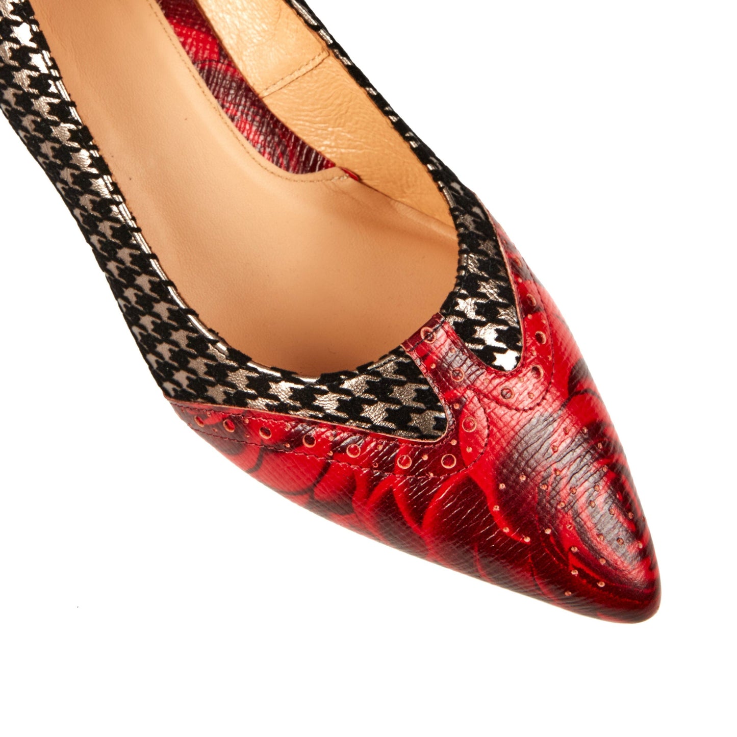 Marie - Red Rose & Houndstooth Womens Heels Embassy London 