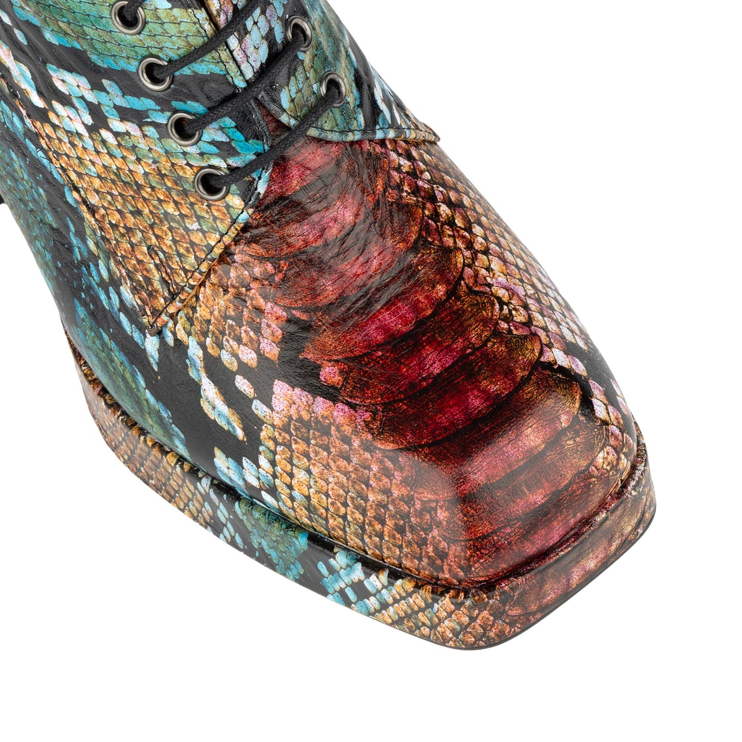 Roulette Platform - Green & Brown Snake Pattern Womens Heels Embassy London 