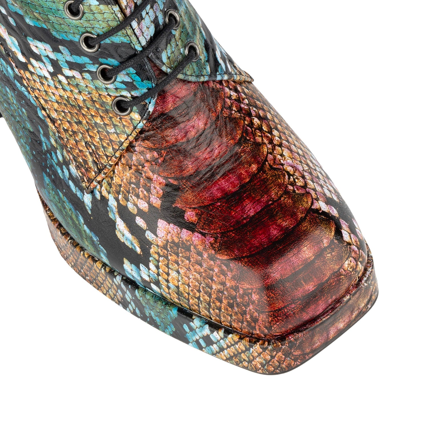 Roulette Platform - Green & Brown Snake Pattern Womens Heels Embassy London 