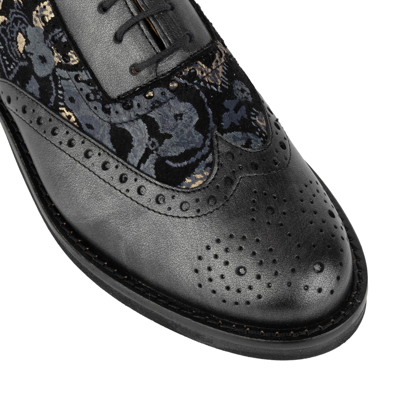 Vivienne - Black & Grey & Gold Womens Shoes Embassy London 