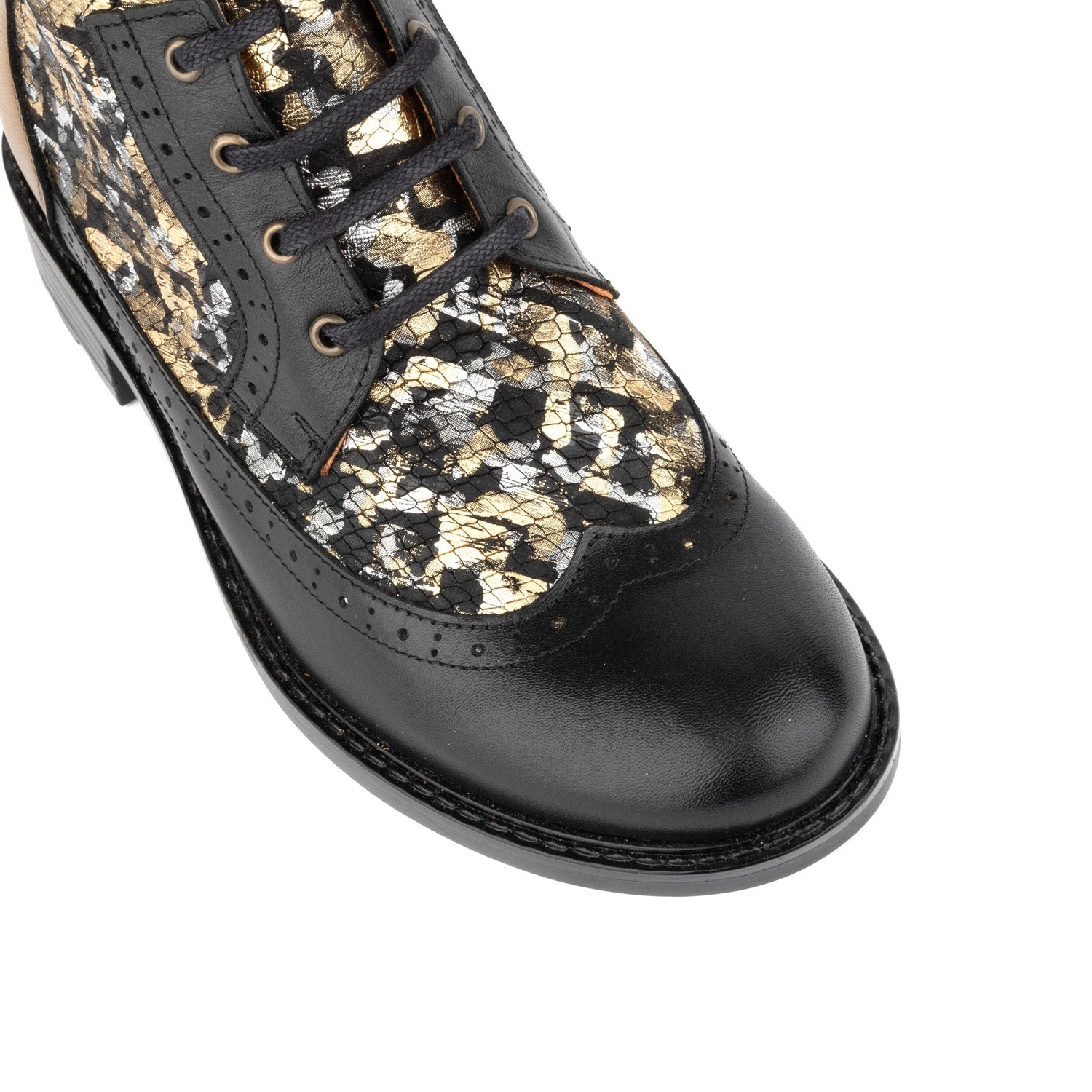 Milliner - Black & Gold Floral Womens Ankle Boots Embassy London 