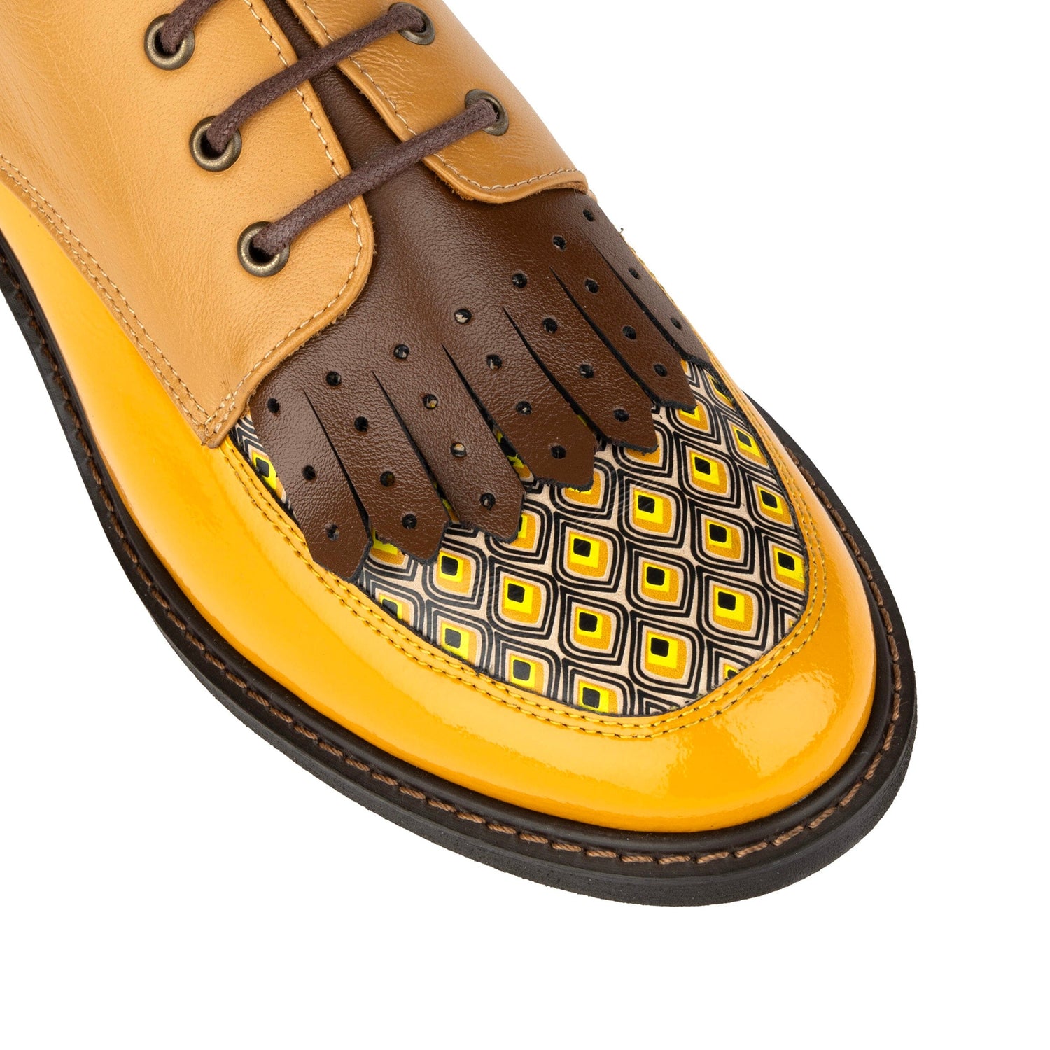 brown dress with yellow shoes Yellow Swing Dress with Dark Brown Shoes Outfits (1 ideas & outfits)