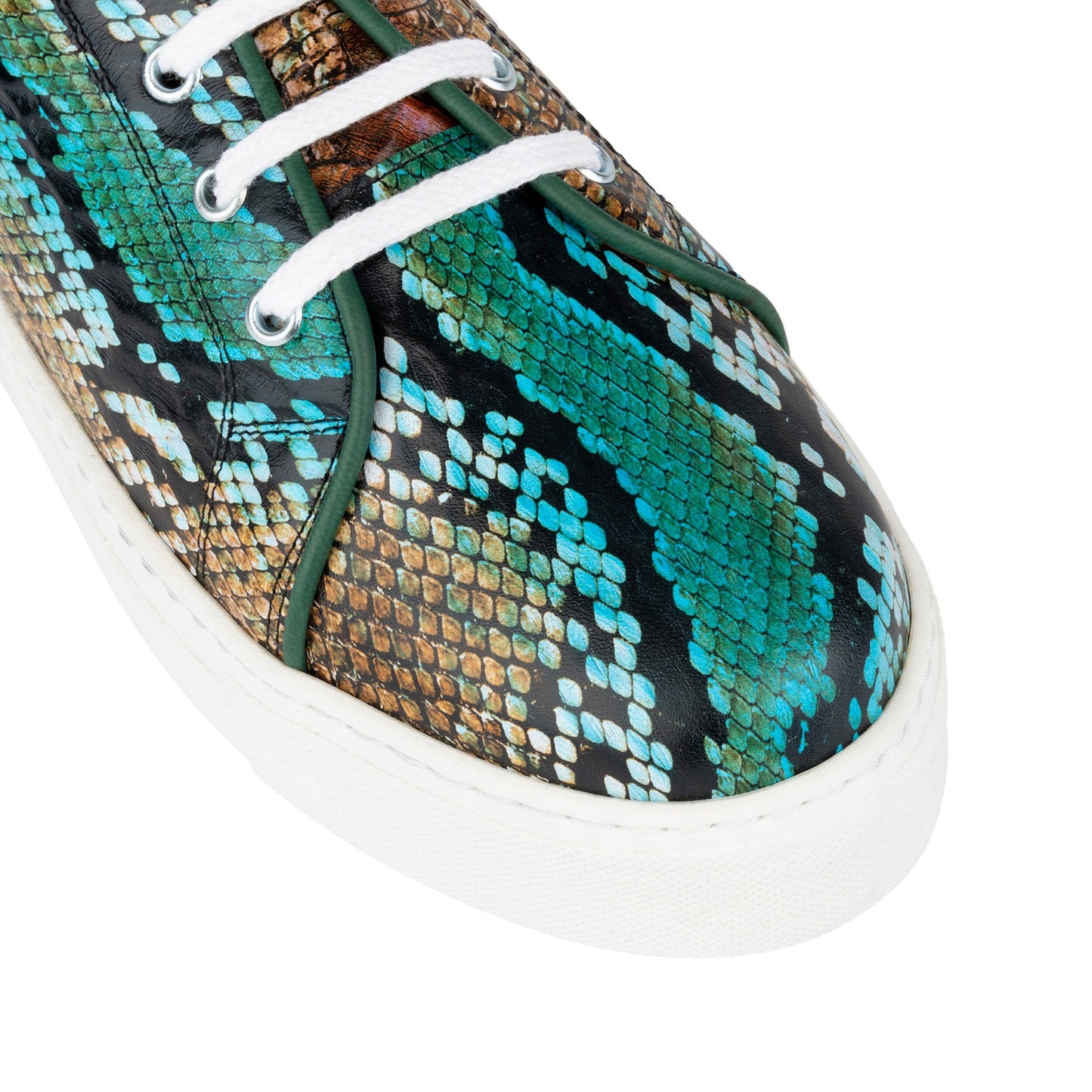 Camila - Green & Brown Snake Pattern Womens Trainers Embassy London 