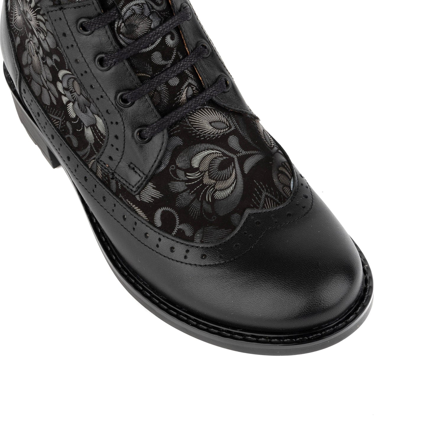 Milliner - Black Emboss Womens Ankle Boots Embassy London 