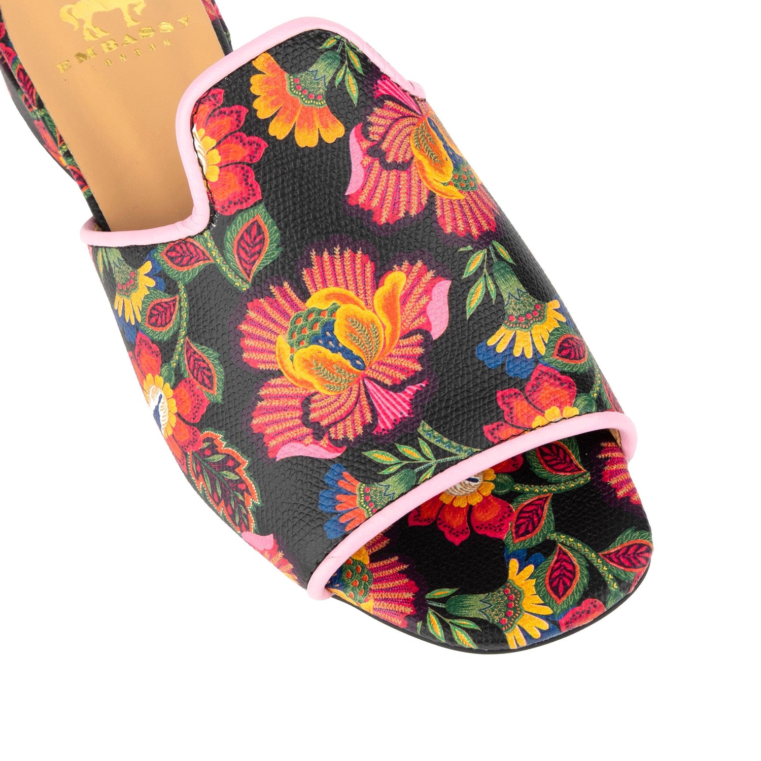 South Beach - Black & Red Flowers Womens Sandals Embassy London 