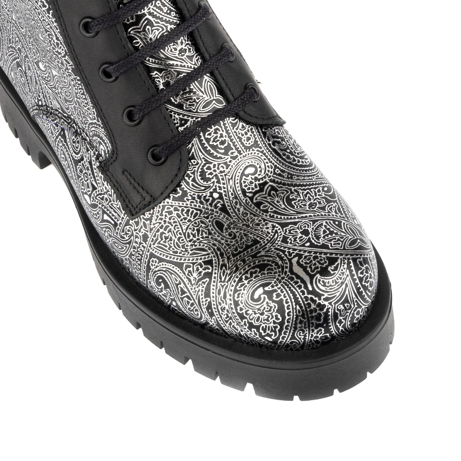 Traveller Platform Wool - Black & Silver Womens Ankle Boots Embassy London 