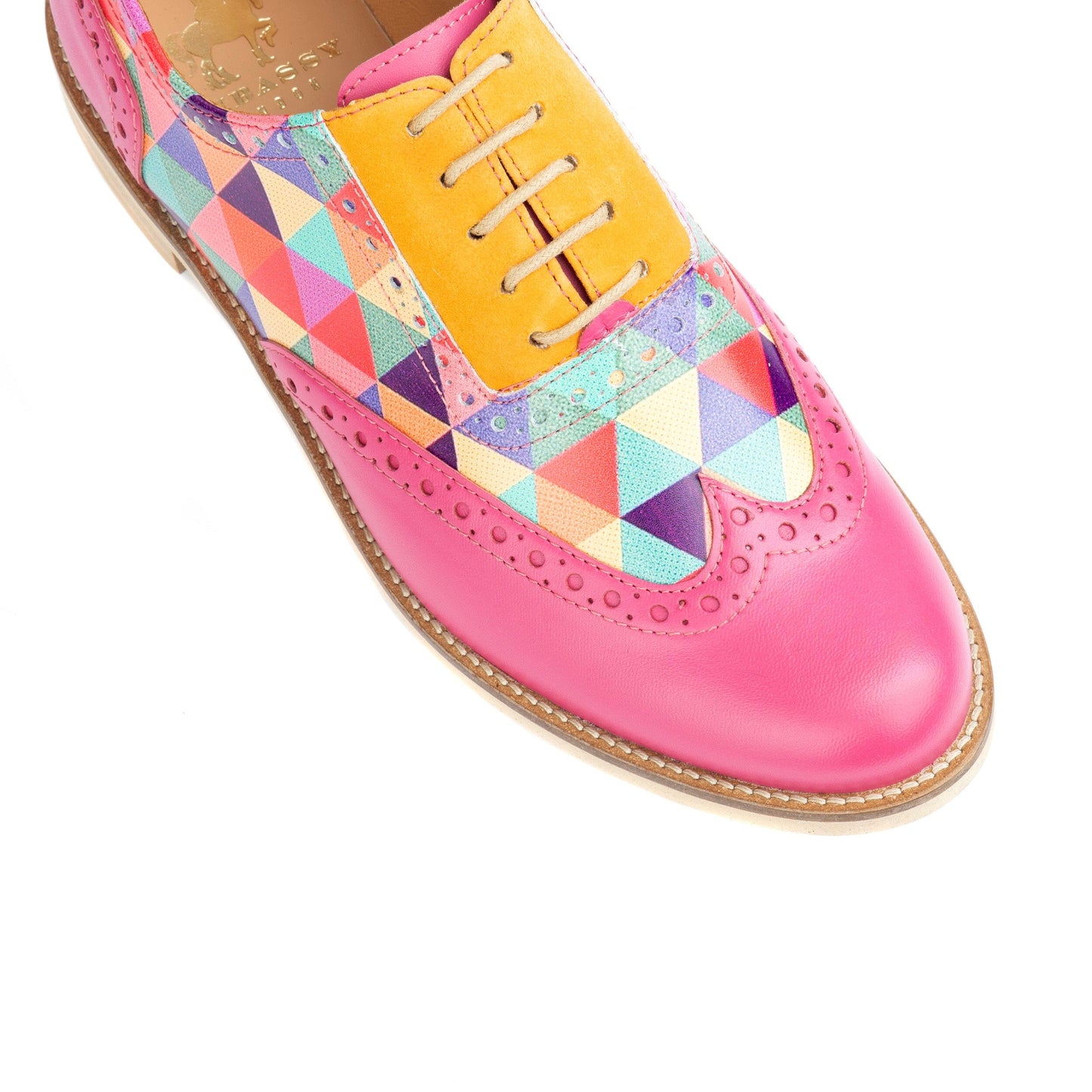 Vivienne - Pink & Yellow & Multi Triangle Print Womens Shoes Embassy London 