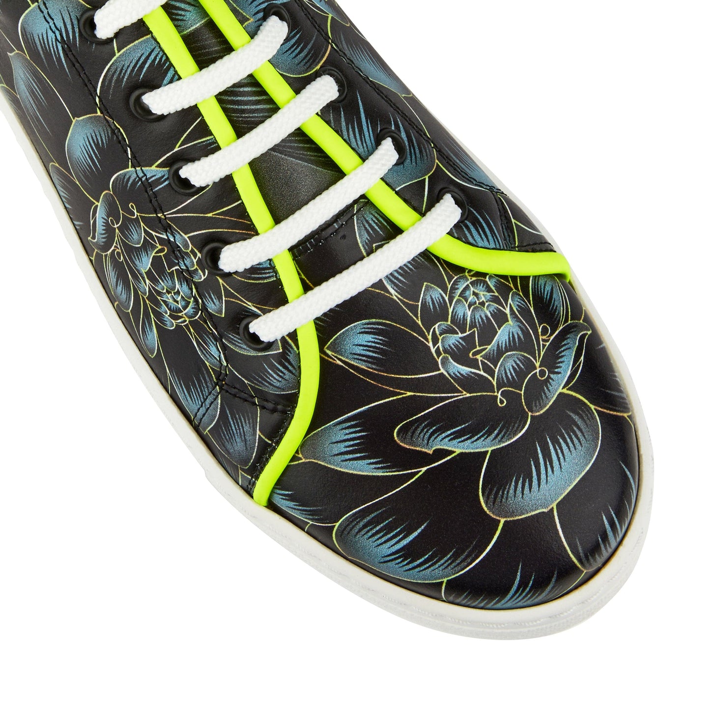 Camila - Black Grey Flower & Yellow Fluro Womens Trainers Embassy London 