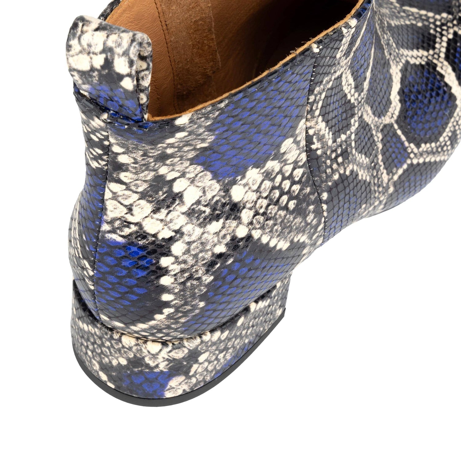 Iris - Blue Snake - Women's leather ankle boot with soft insoles Womens Ankle Boots Embassy London 