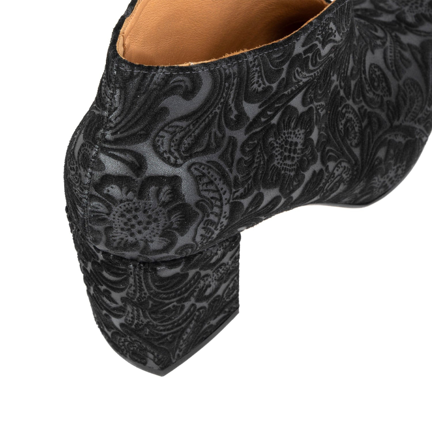 Charlotte - Black Floral Emboss Womens Heels Embassy London 