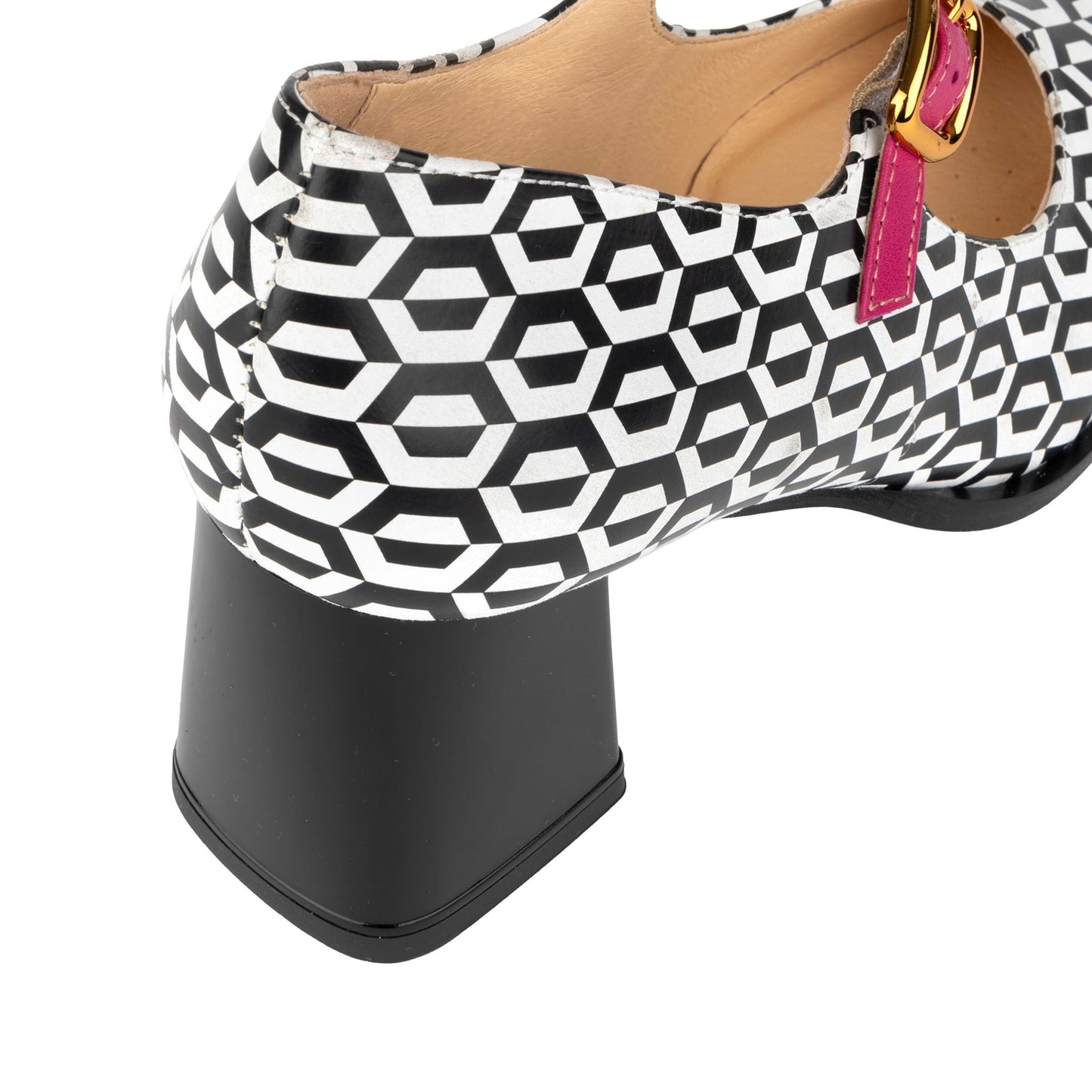 Hyde - Pink & Hexa Print - Women's Leather Mary Jane Pump Womens Heels Embassy London 