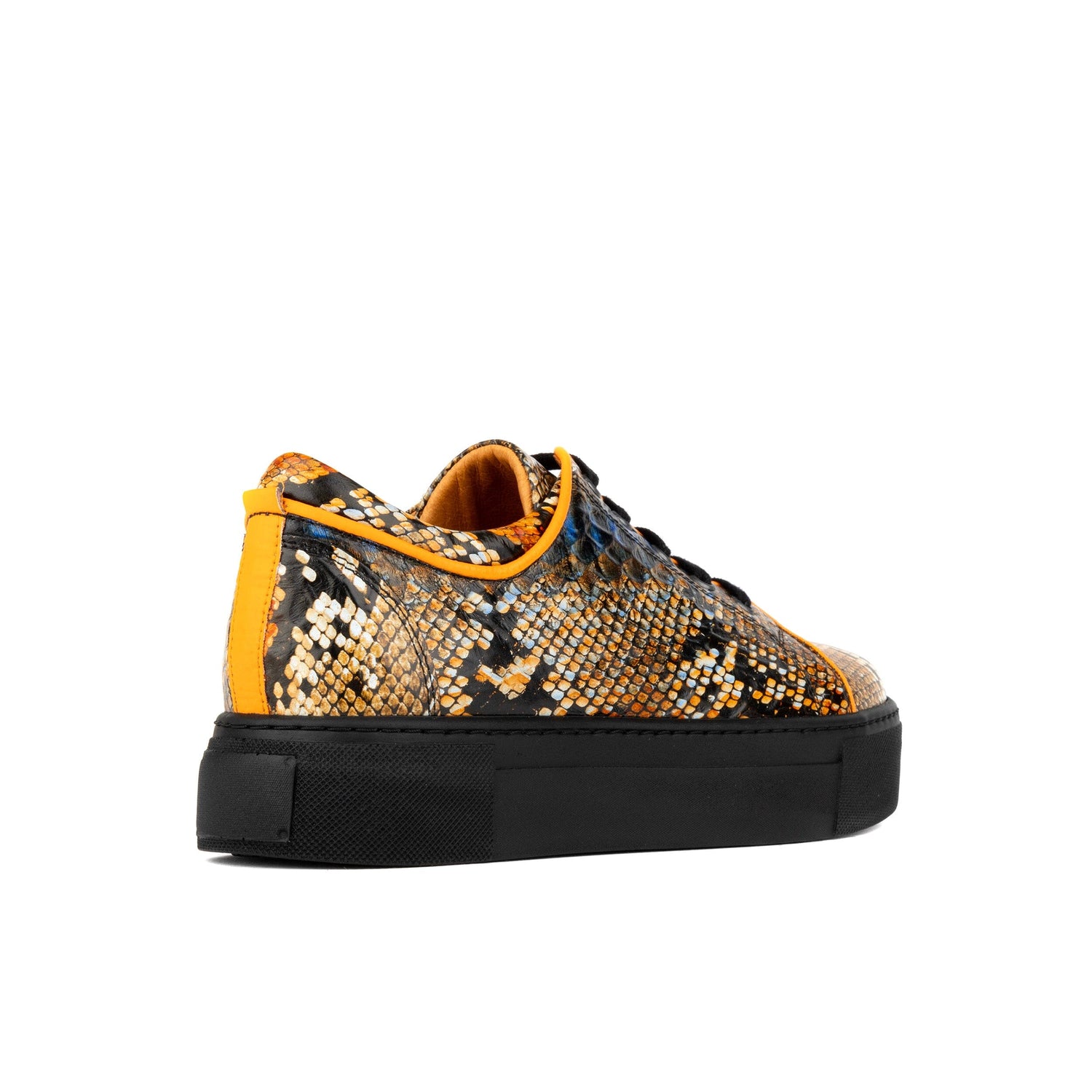 Camila - Black & Orange Snake Pattern Womens Trainers Embassy London 