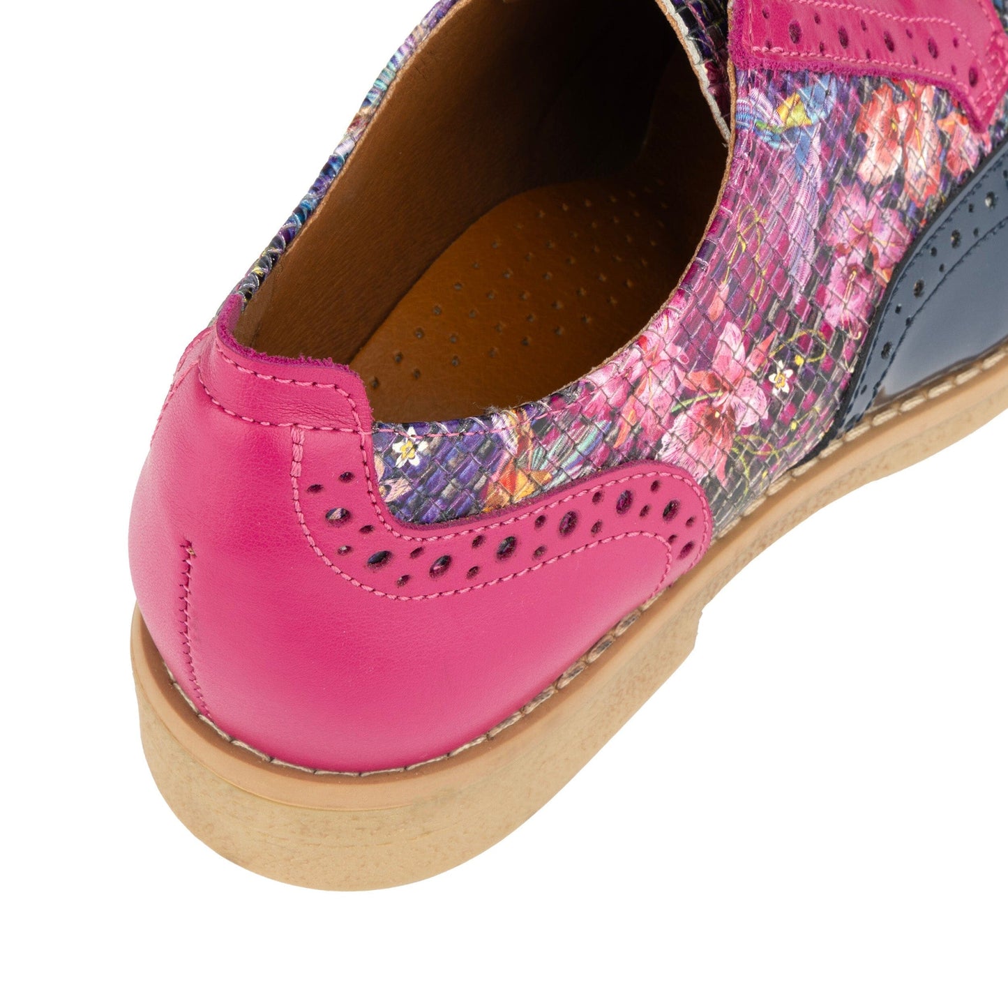 The Artist - Blue & Pink Hummingbird - Women's leather lace-up shoe with brogue detailing Womens Shoes Embassy London 