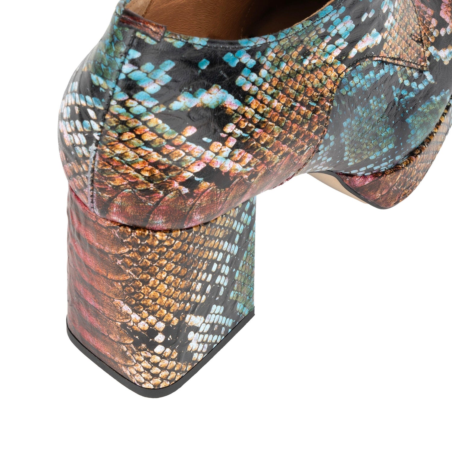 Roulette Platform - Green & Brown Snake Pattern Womens Heels Embassy London 
