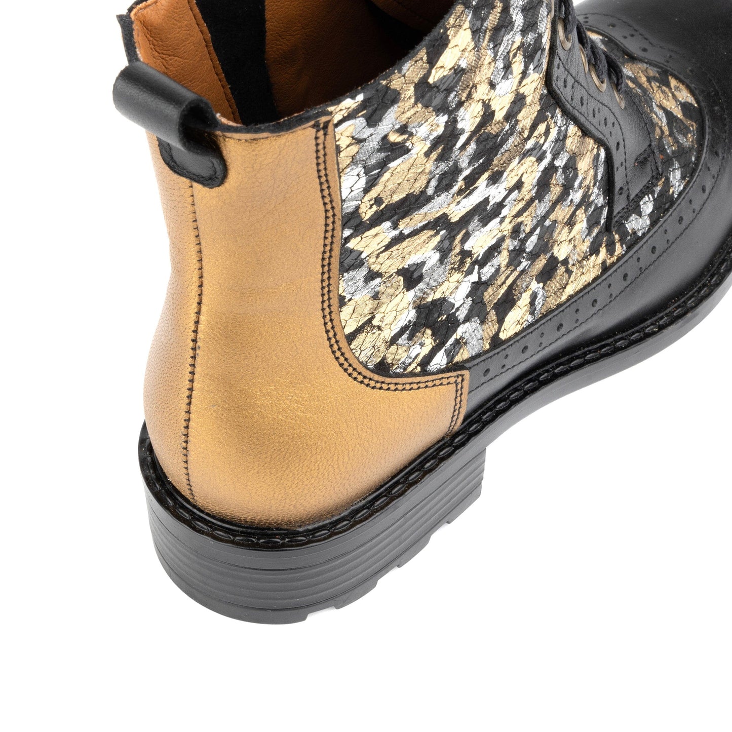 Milliner - Black & Gold Floral Womens Ankle Boots Embassy London 