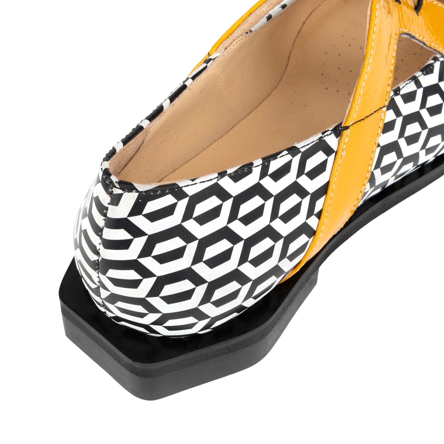 Harlowe - Black & White Hexa & Yellow Womens Shoes Embassy London 