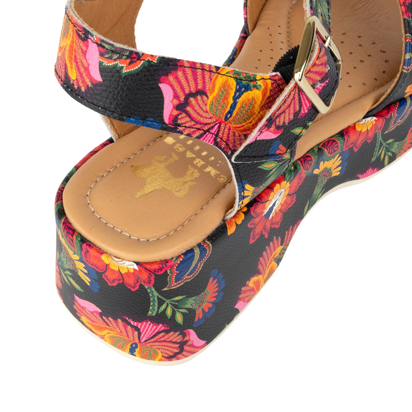 Palm Rise - Black & Red Flowers Womens Sandals Embassy London 