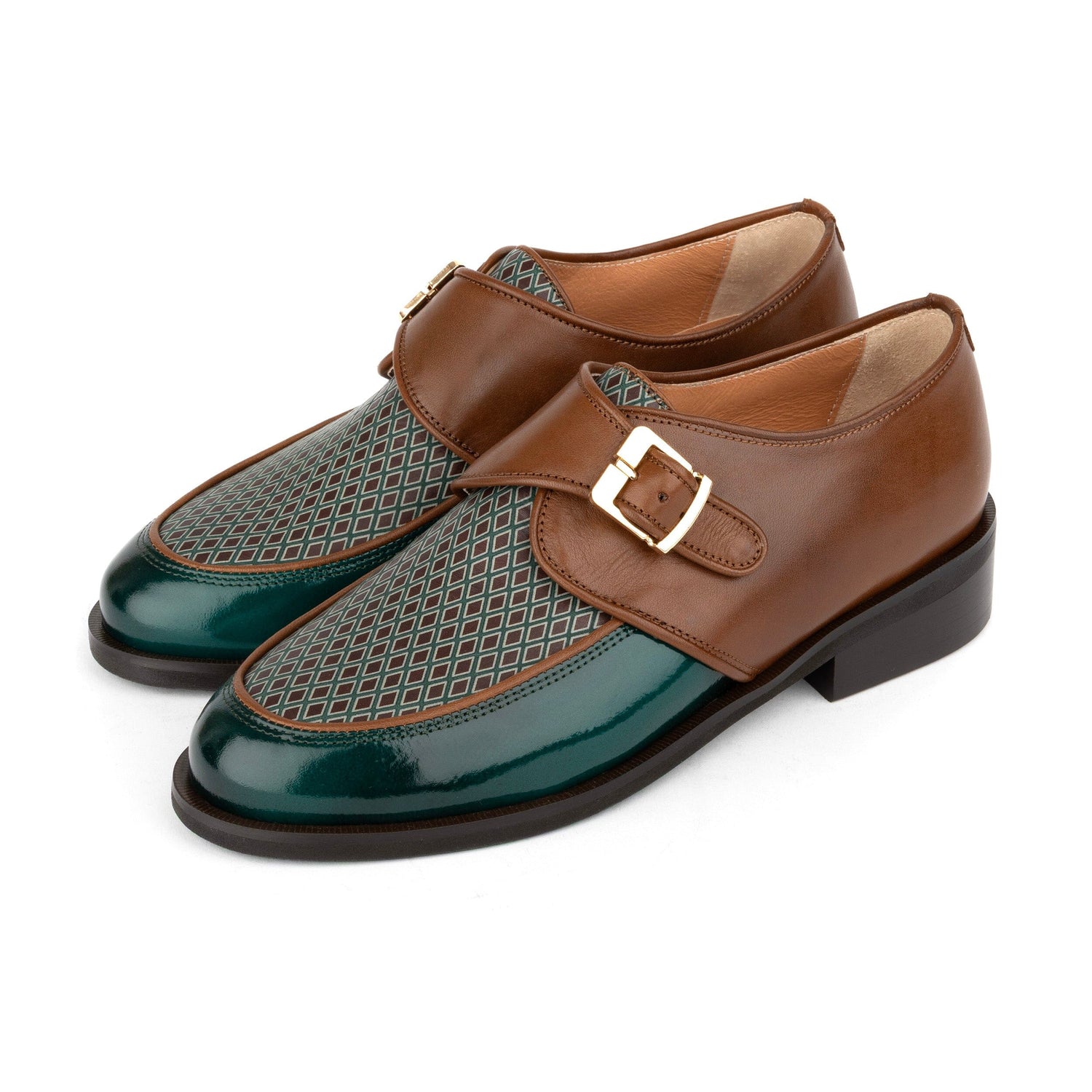 Fiorentina - Burgundy & Green Diamond Womens Shoes Embassy London 