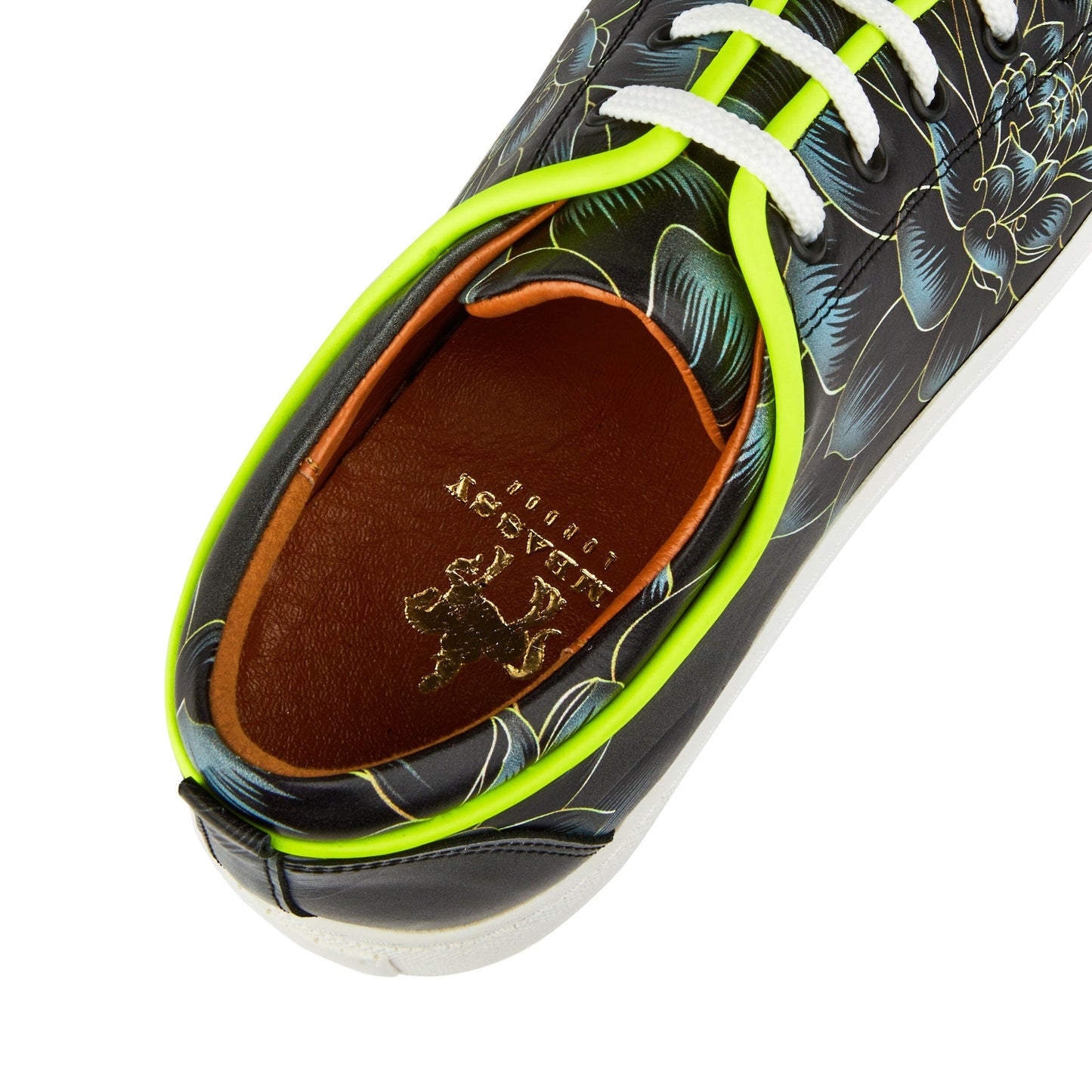 Camila - Black Grey Flower & Yellow Fluro Womens Trainers Embassy London 