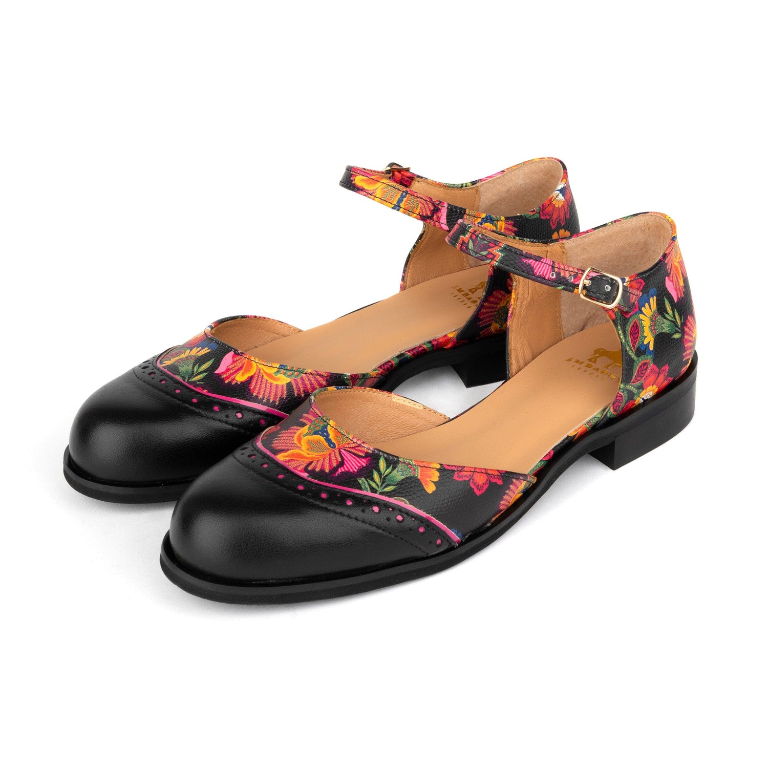 Women's Mary Jane Shoes Black Red Floral Embassy London Gigot – Embassy  London USA