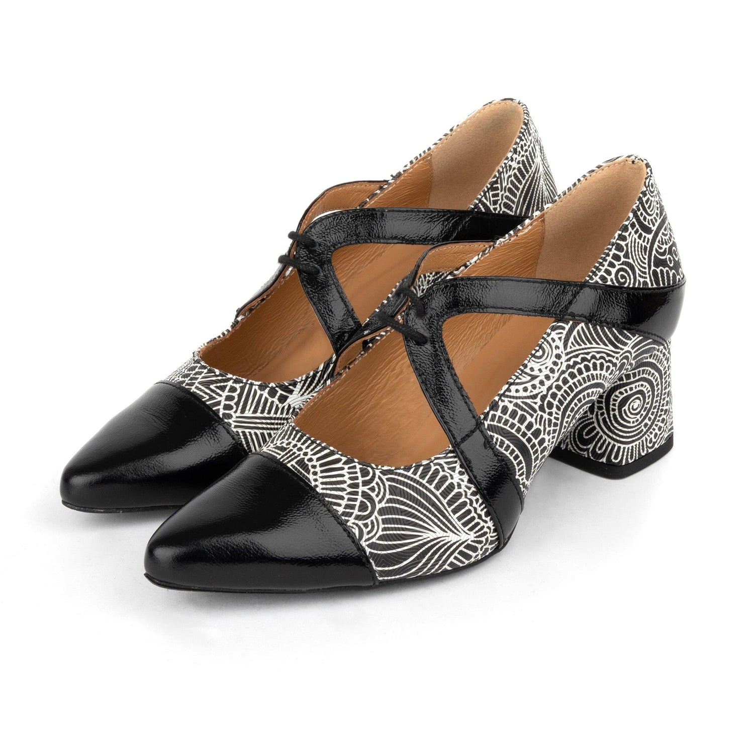 Harlowe High - Black & White & Graphic Print Womens Heels Embassy London 