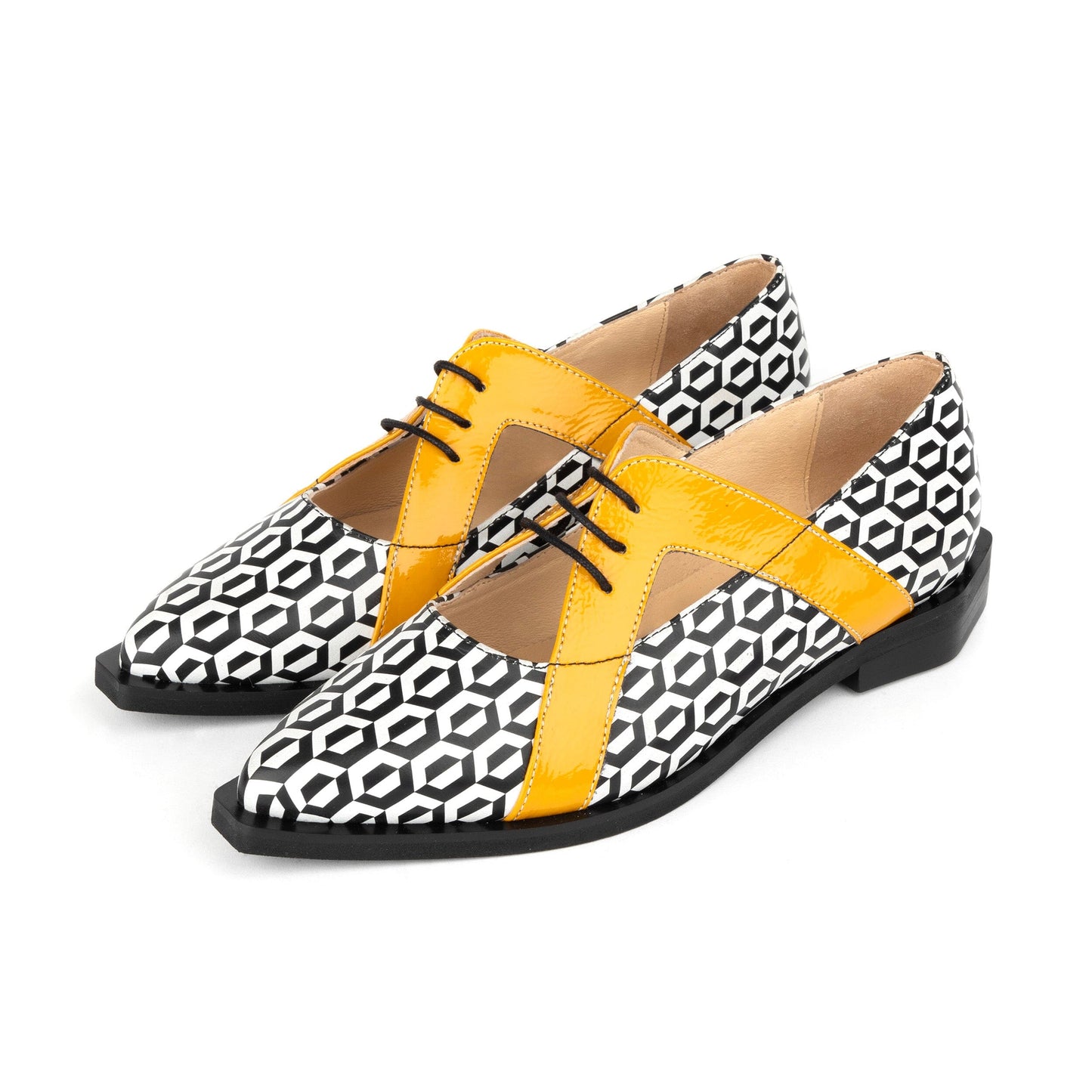 Harlowe - Black & White Hexa & Yellow Womens Shoes Embassy London 