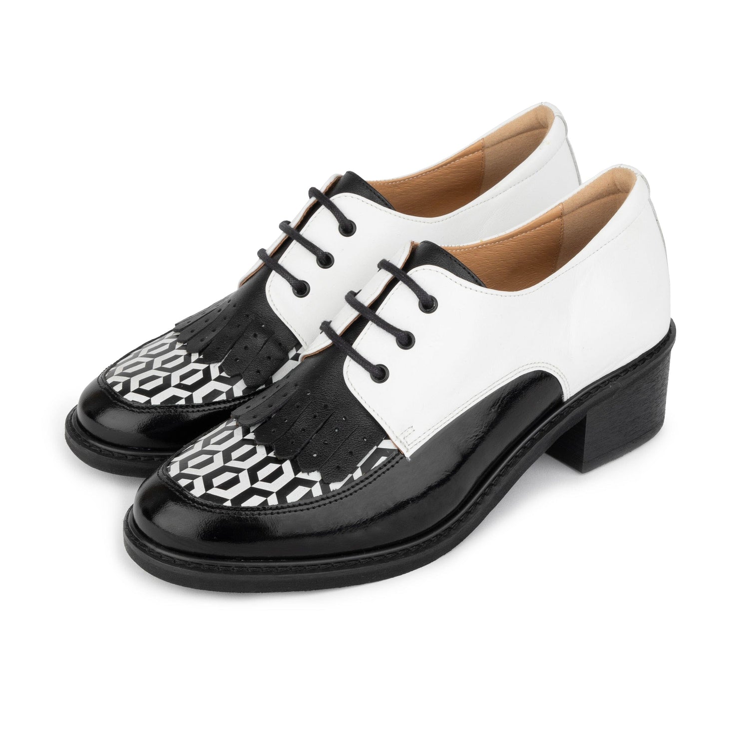 Retro Tone - Black & White Hexa Womens Heels Embassy London 