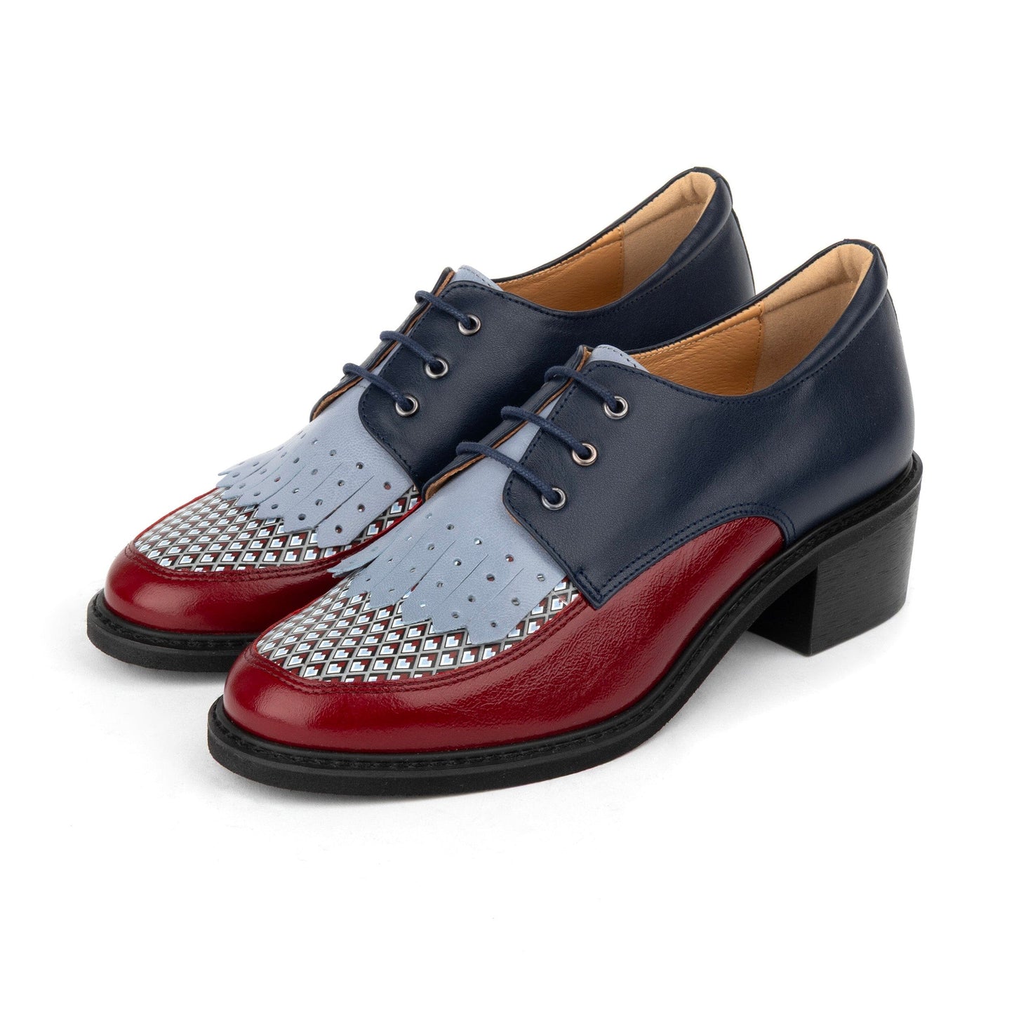 Retro Tone - Burgundy & Violet & Green Diamonds Womens Heels Embassy London 