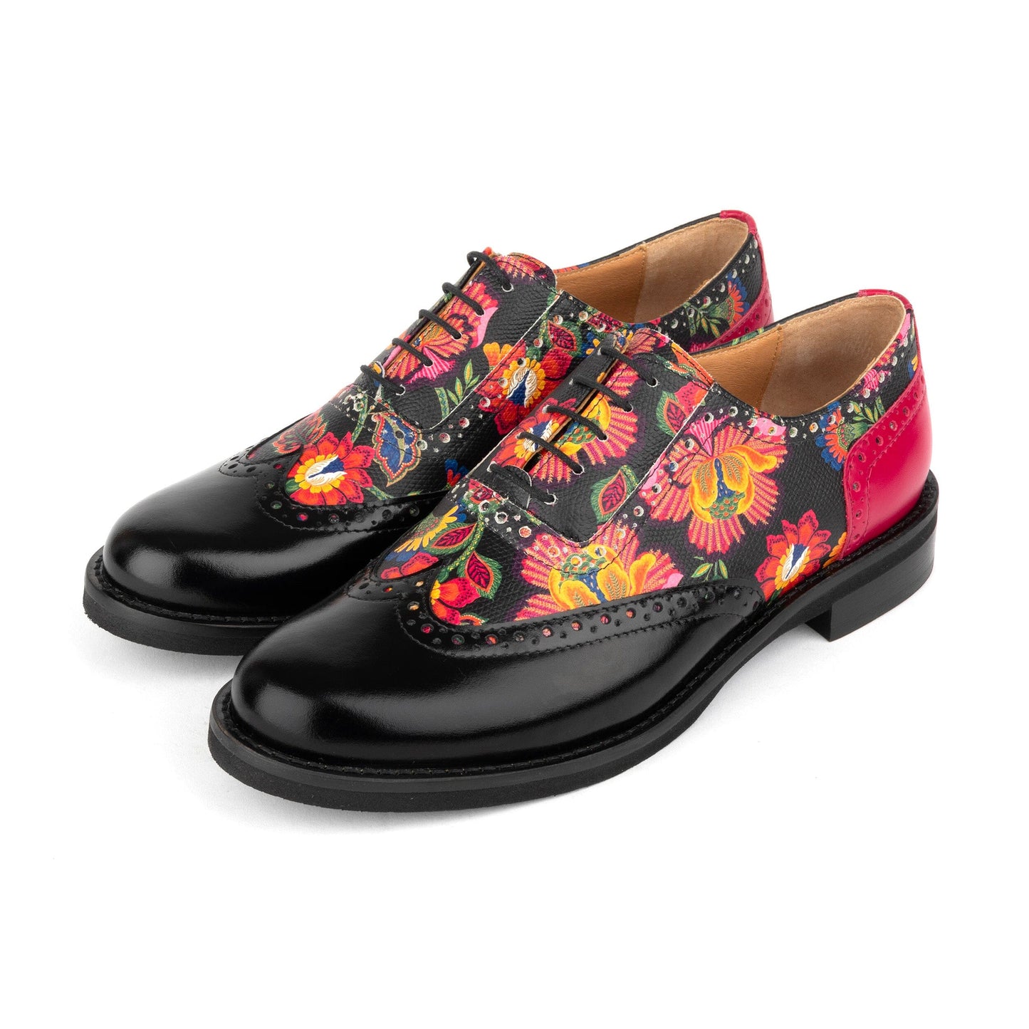 Vivienne - Black & Red Flowers Womens Shoes Embassy London 