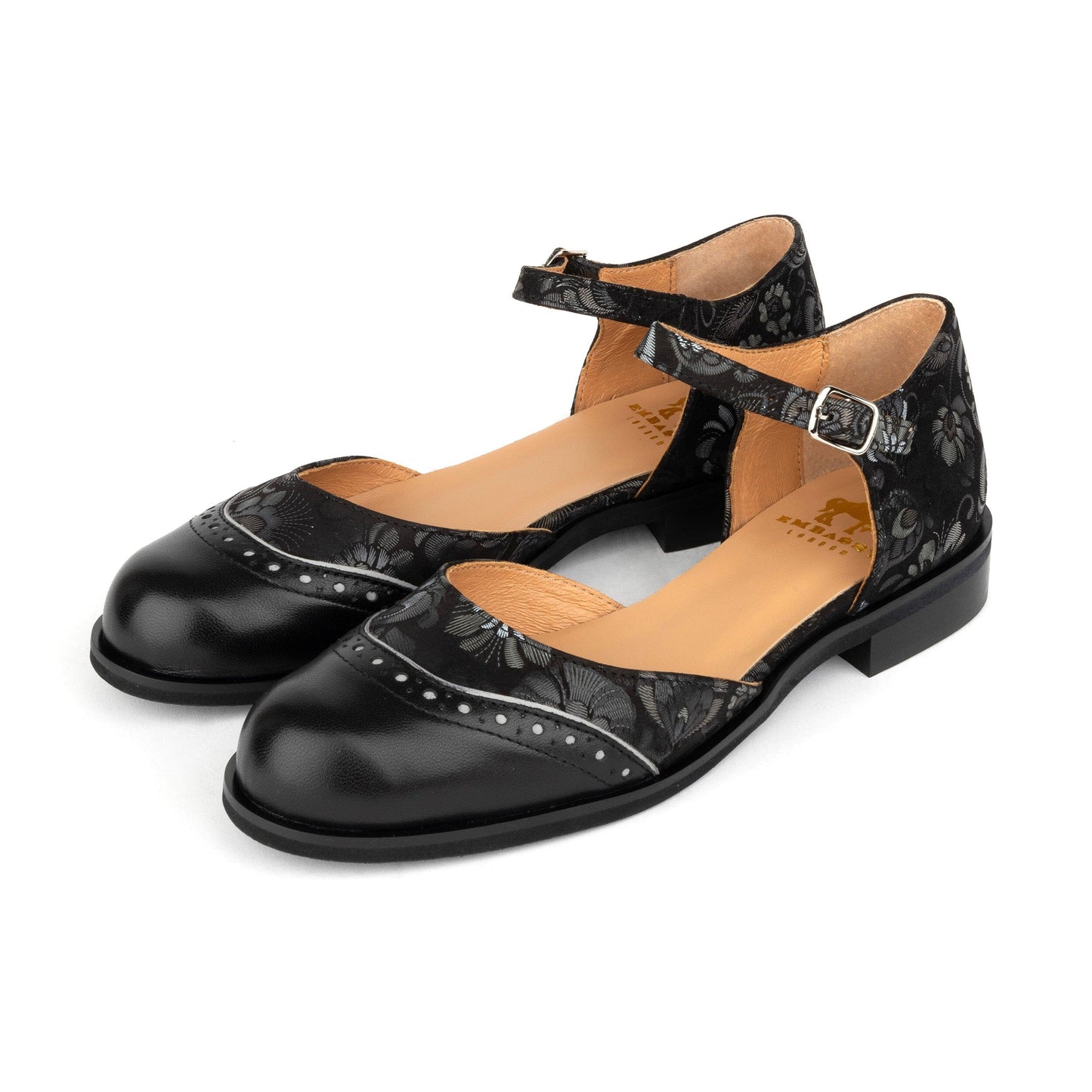 Gigot - Black Emboss Womens Sandals Embassy London 
