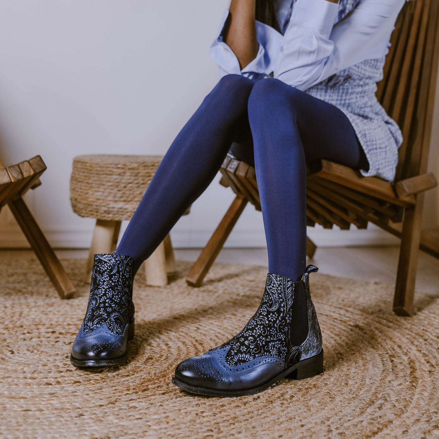 Mamacita - Silver Paisley & Black Womens Ankle Boots Embassy London 