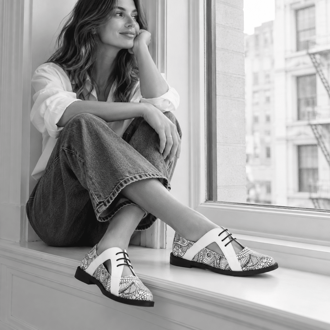 Harlowe - Black & White & Graphic Print Womens Shoes Embassy London 